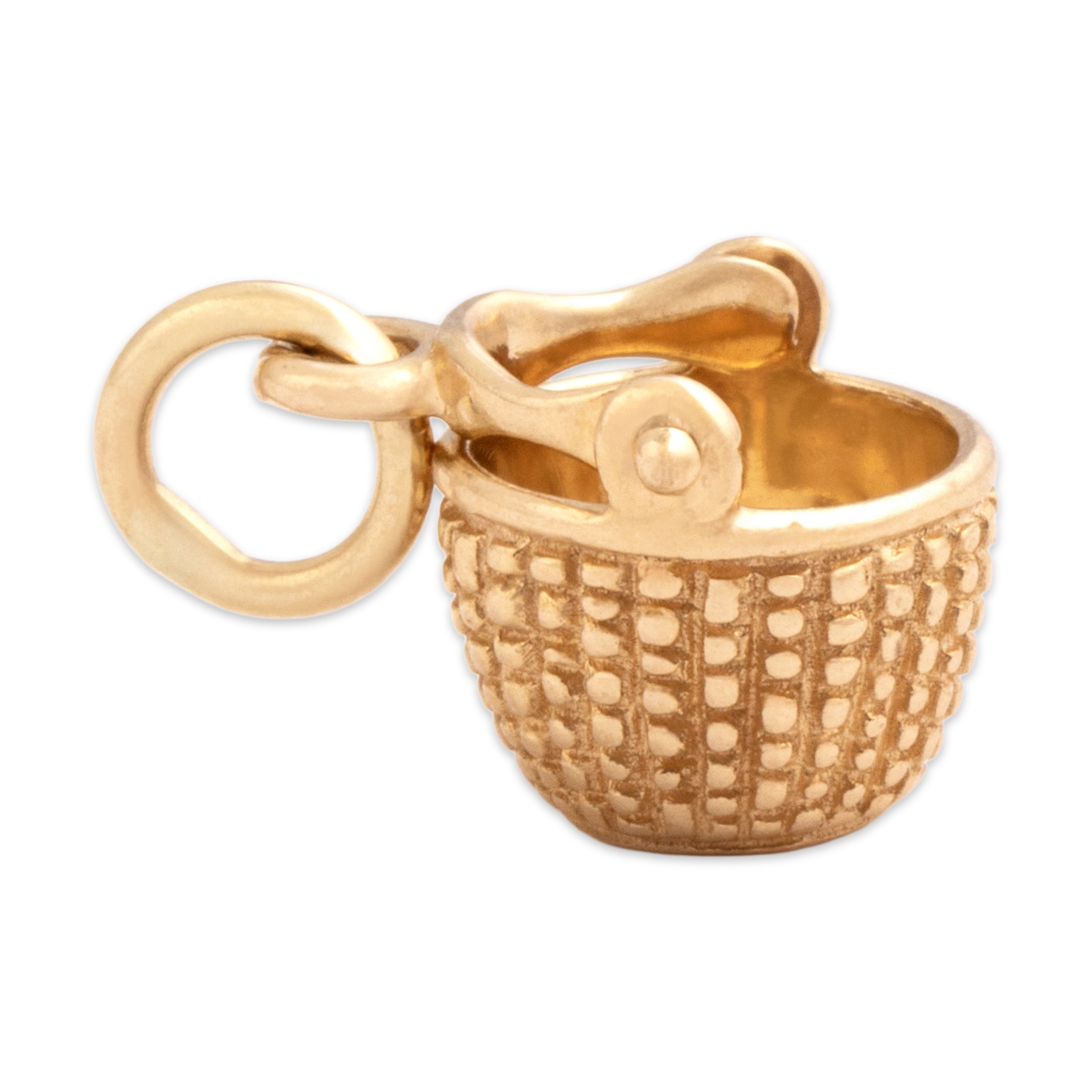 Vintage Small 14k Yellow Gold Swinging Nantucket Basket Charm / Pendant