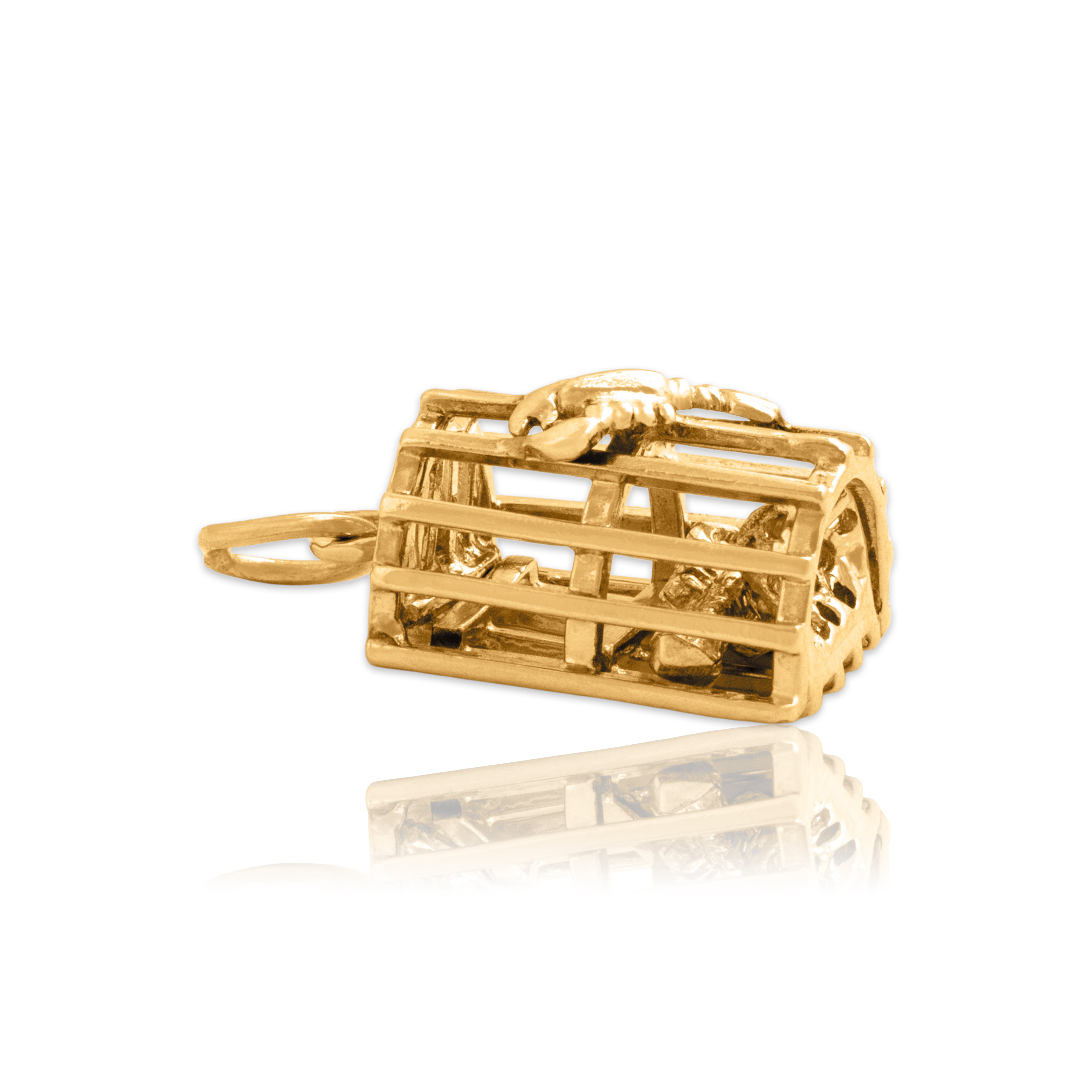 Vintage 14k Yellow Gold Nautical Lobster Trap Charm / Pendant