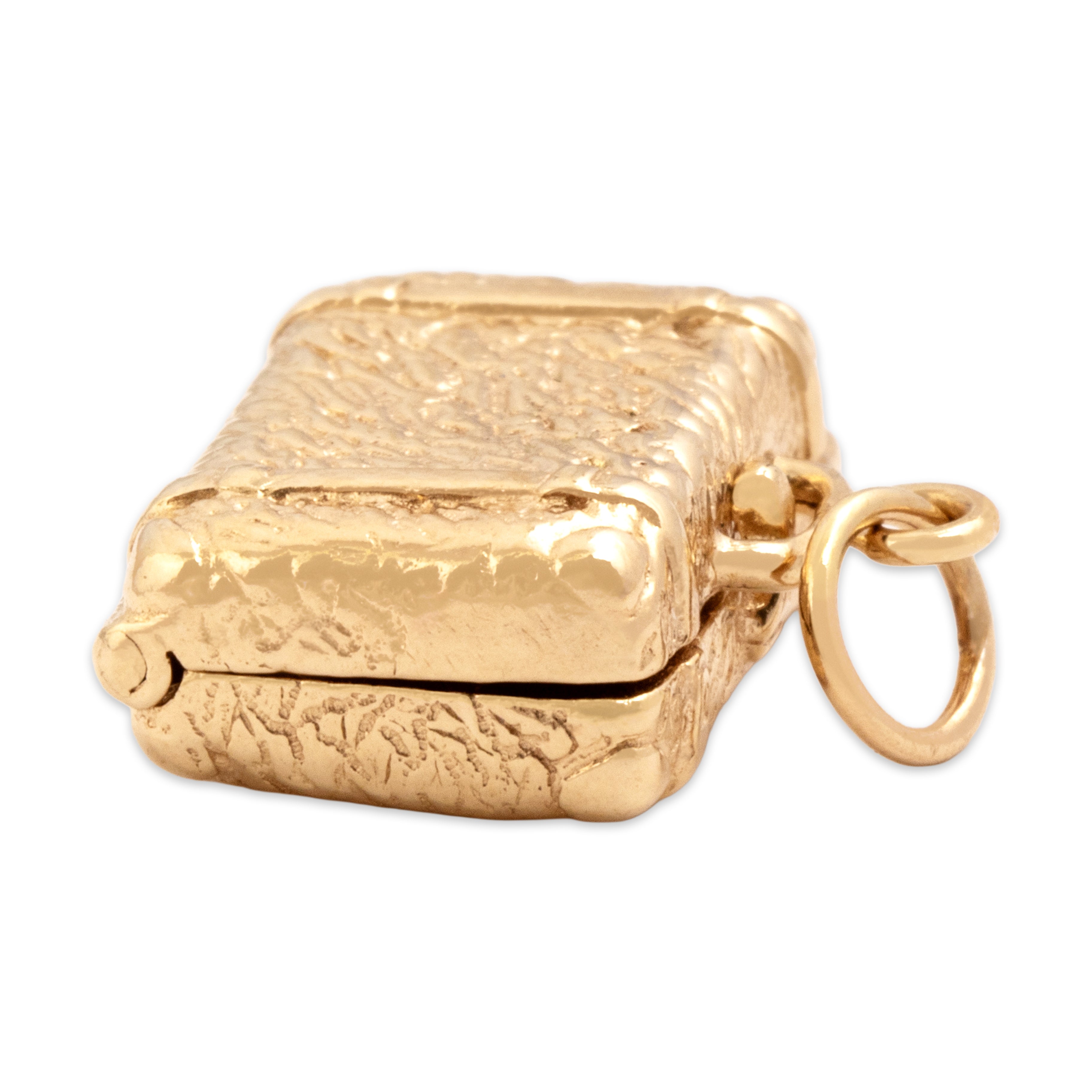 Vintage Heavy 14k Yellow Gold Opening Textured Briefcase Charm / Pendant - detail view #4