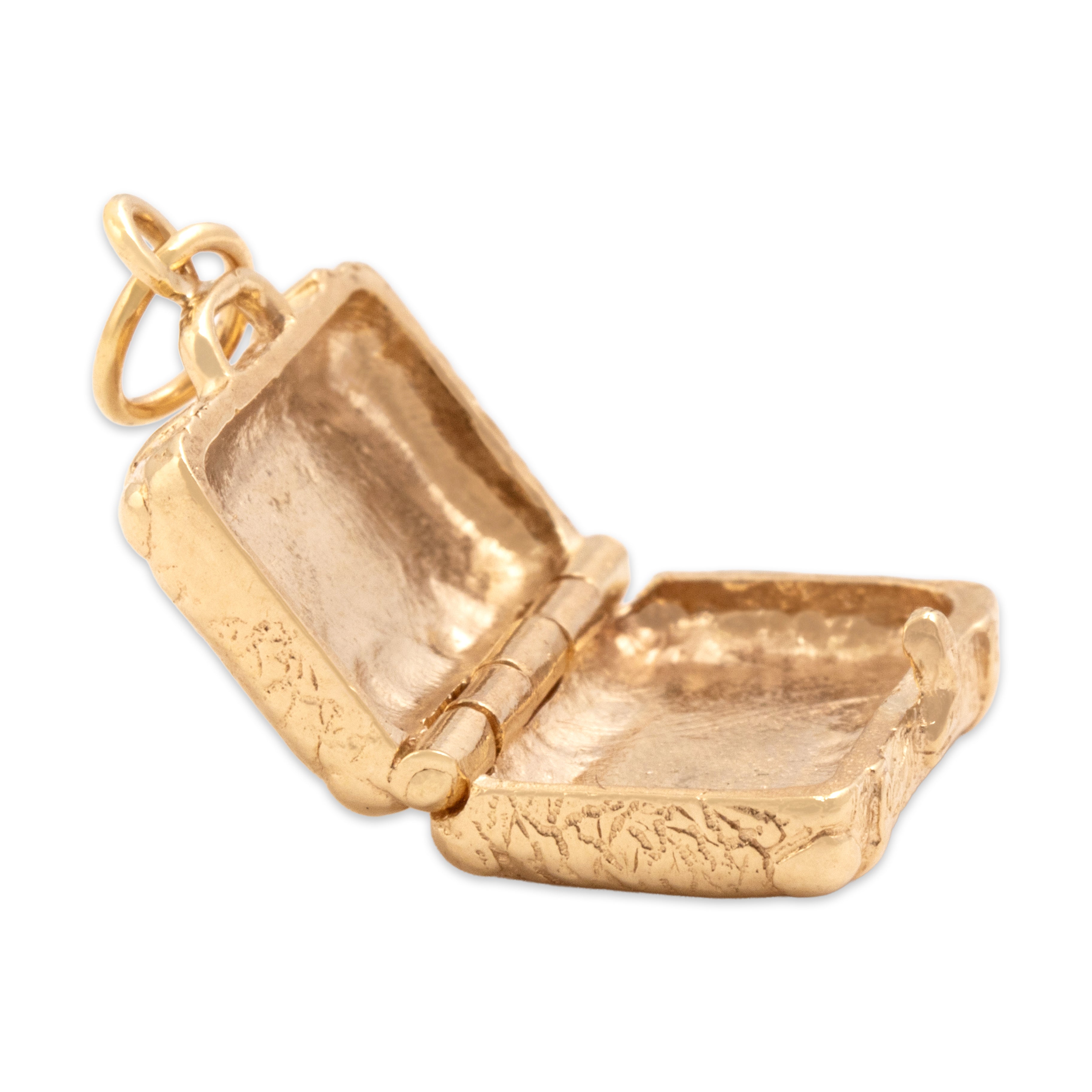 Vintage Heavy 14k Yellow Gold Opening Textured Briefcase Charm / Pendant - detail view #5
