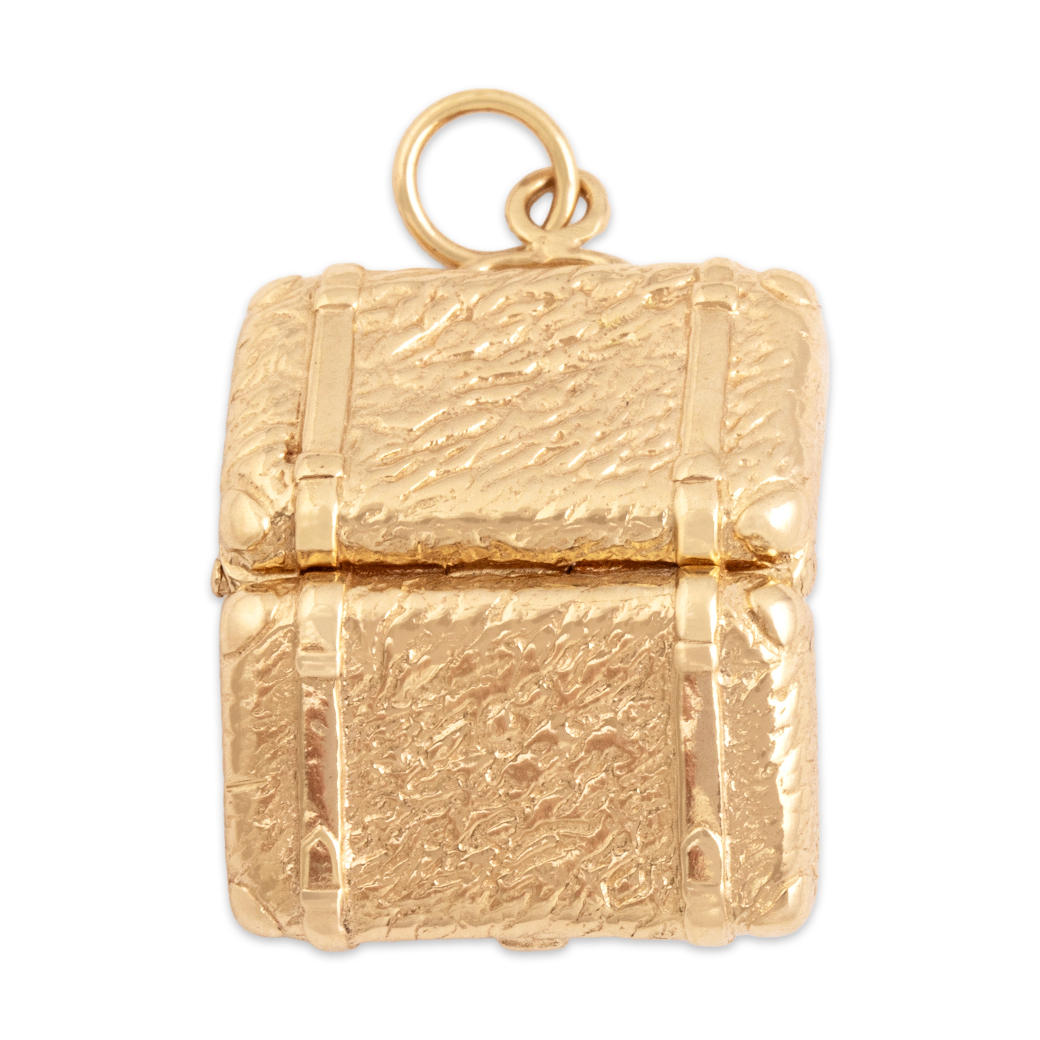 Vintage Heavy 14k Yellow Gold Opening Textured Briefcase Charm / Pendant - detail view #2