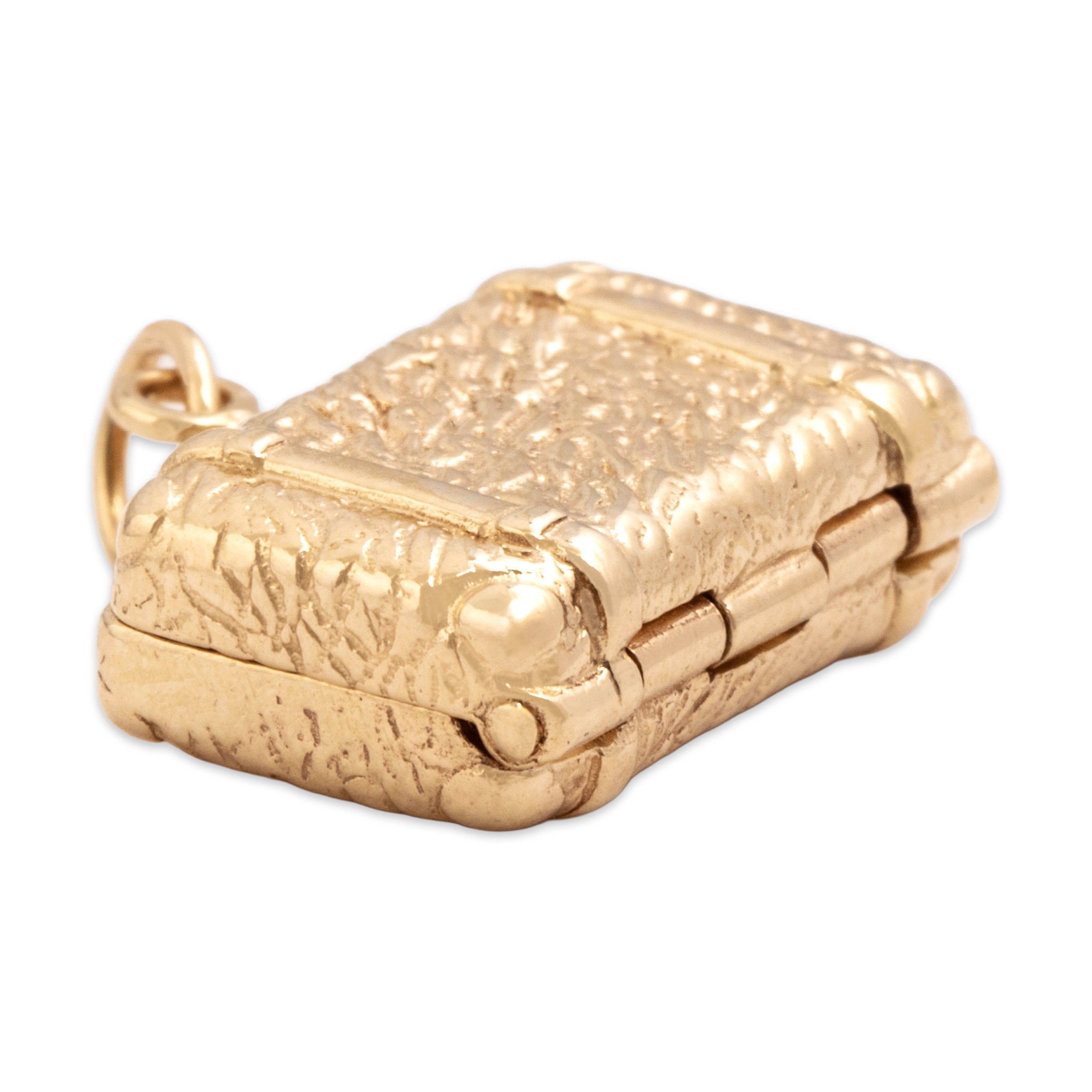Vintage Heavy 14k Yellow Gold Opening Textured Briefcase Charm / Pendant - detail view #3