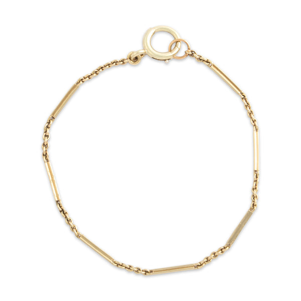 Antique 14k Yellow Gold Cable Bar Link Watch Fob Bracelet 7