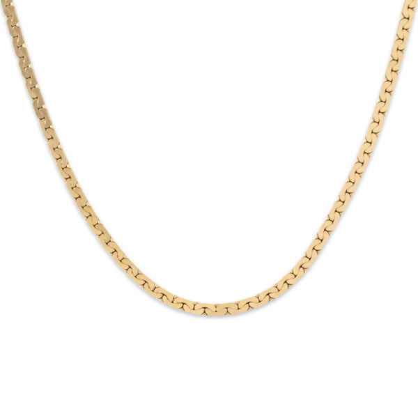 Vintage 14k Yellow Gold 2.3mm Sleek Flat C-Link Chain 16"