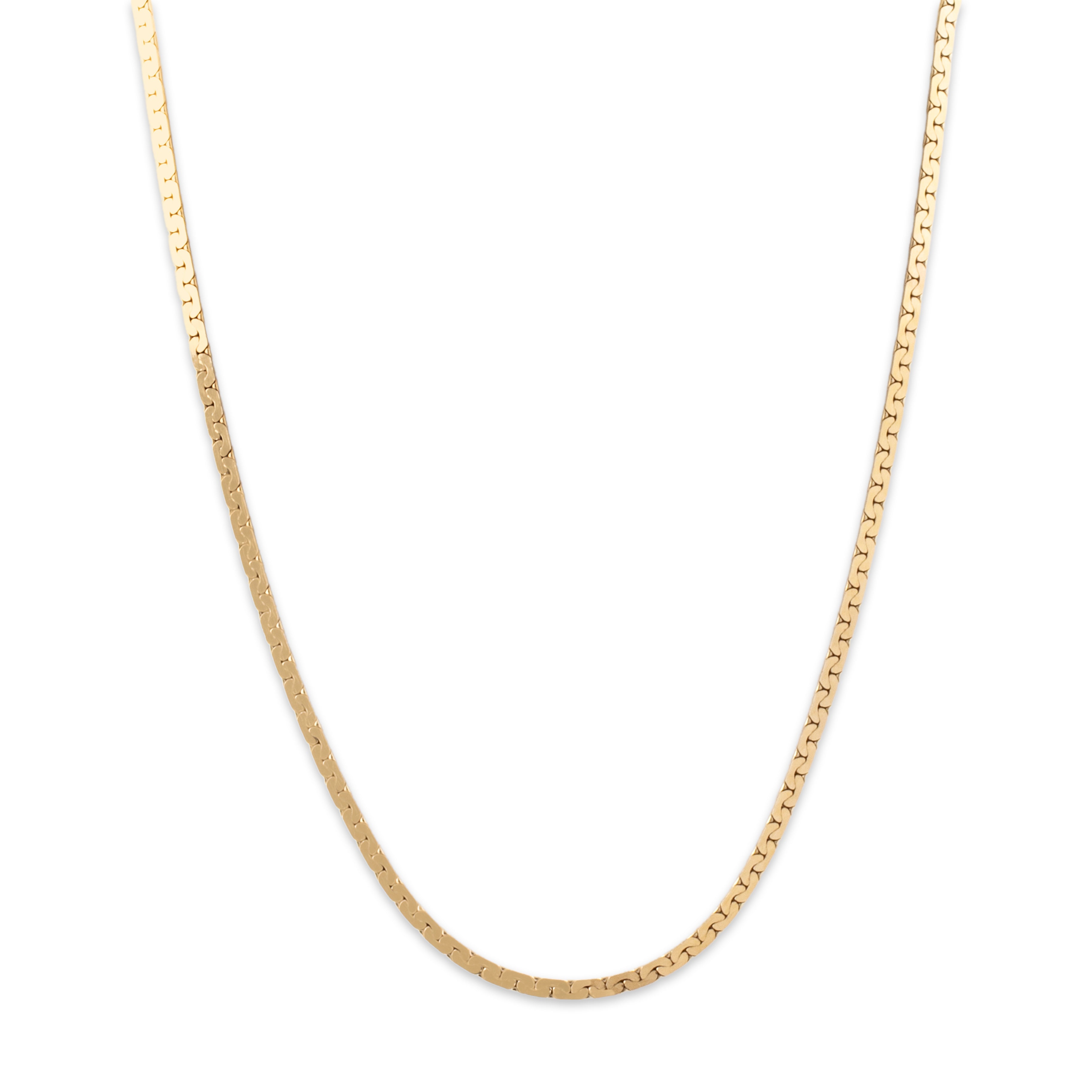 Vintage 14k Yellow Gold 2.3mm Sleek Flat C-Link Chain - Close-up view