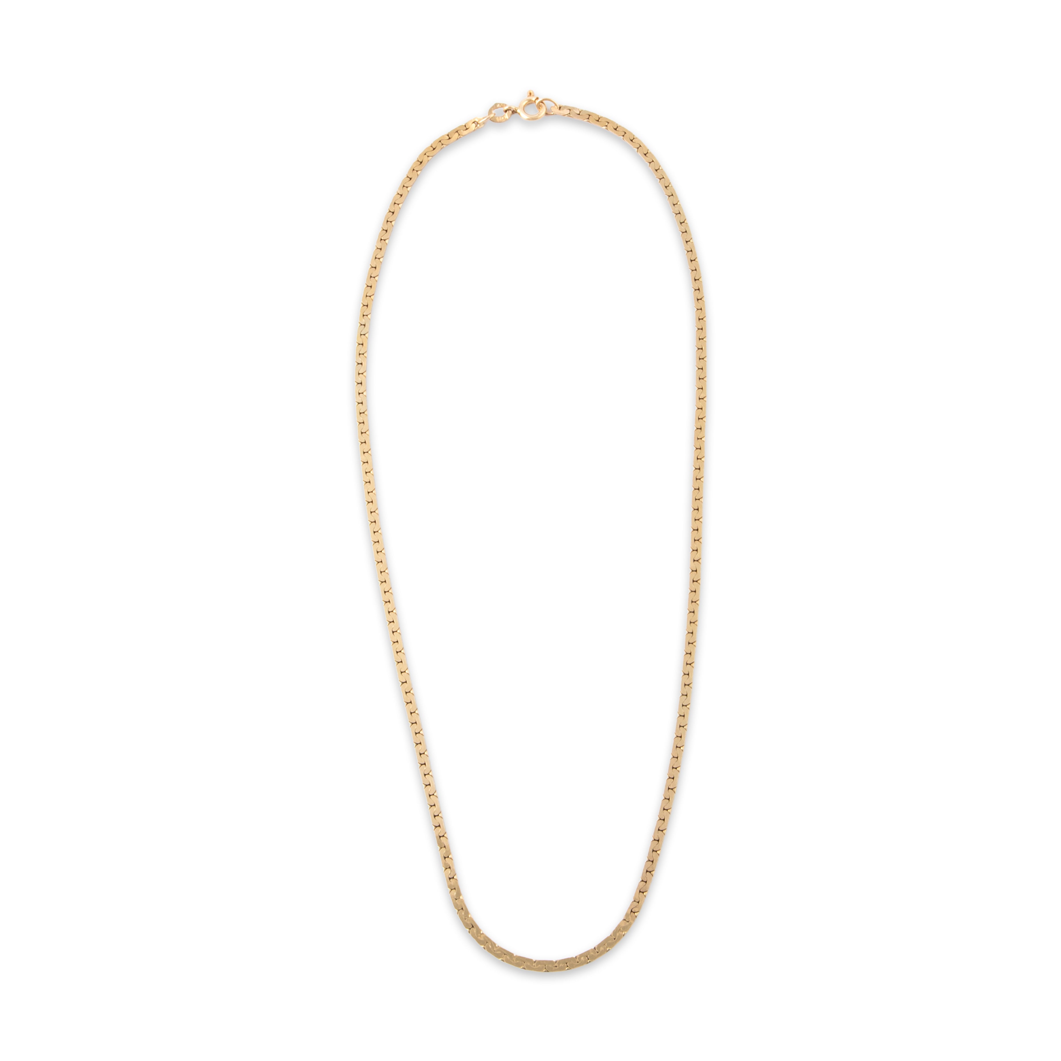 Vintage 14k Yellow Gold 2.3mm Sleek Flat C-Link Chain - Overall view