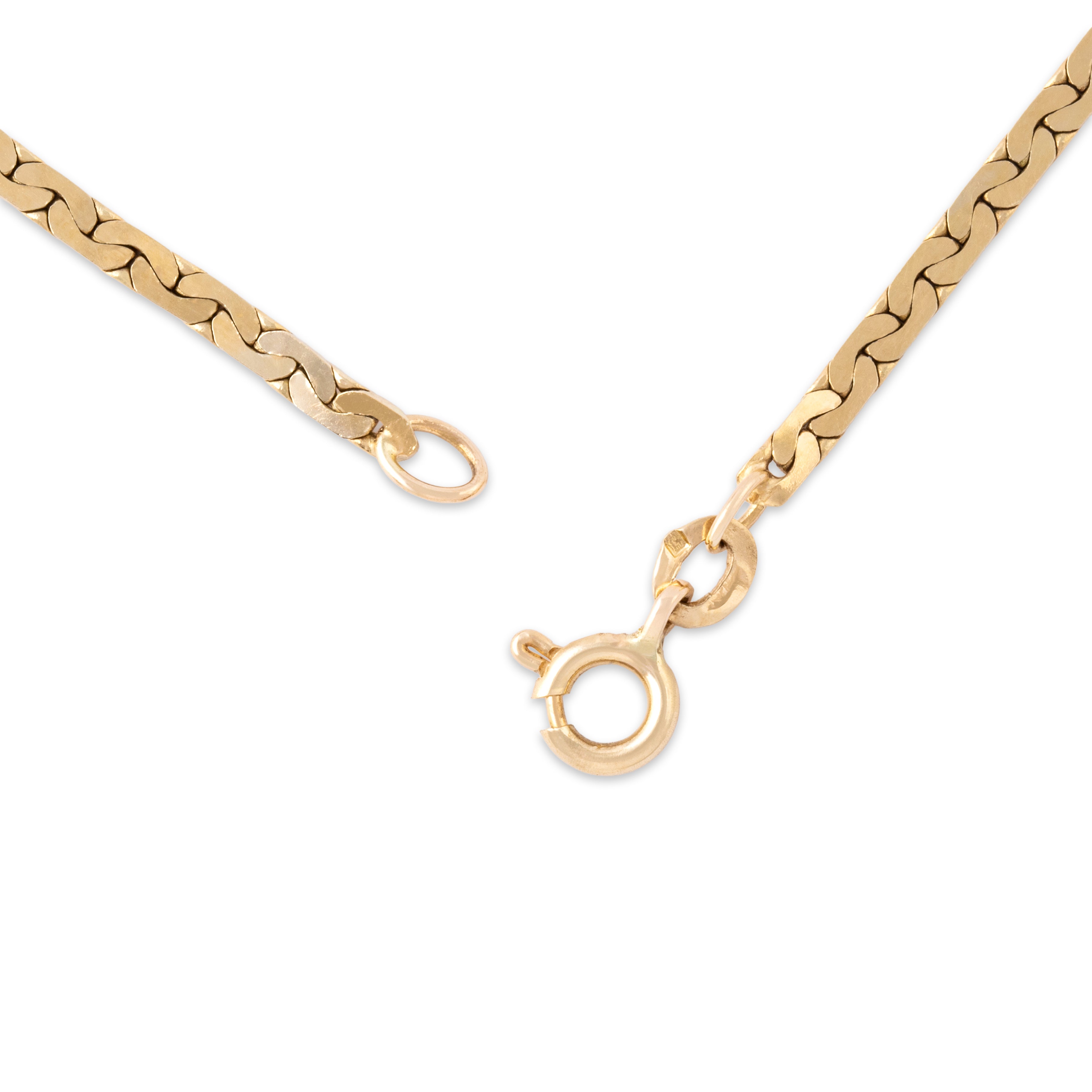 Vintage 14k Yellow Gold 2.3mm Sleek Flat C-Link Chain - clasp view