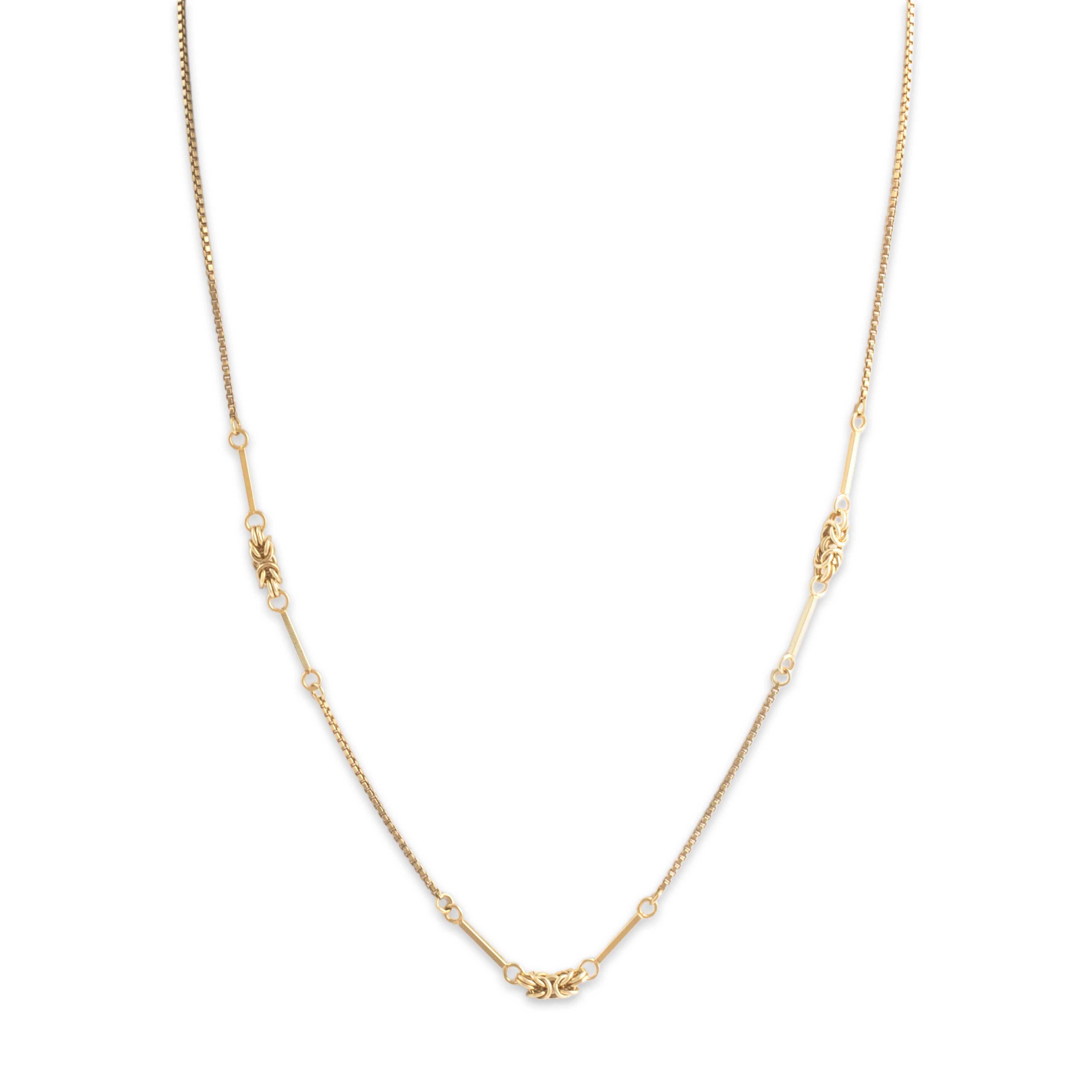 Vintage German 14k Yellow Gold Multi-Link Byzantine Station Chain Adjustable Necklace - detail view #1