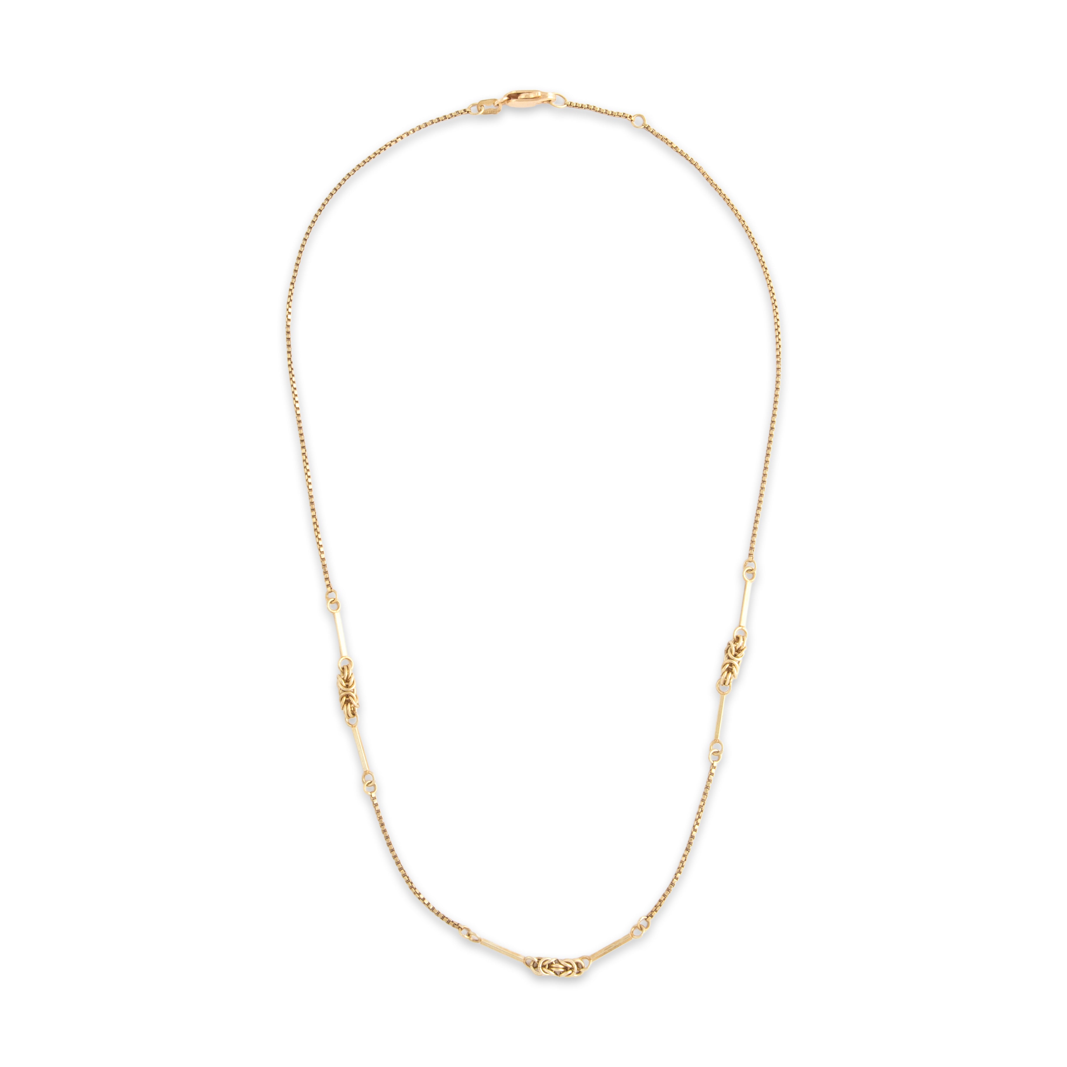 Vintage German 14k Yellow Gold Multi-Link Byzantine Station Chain Adjustable Necklace - Overall view