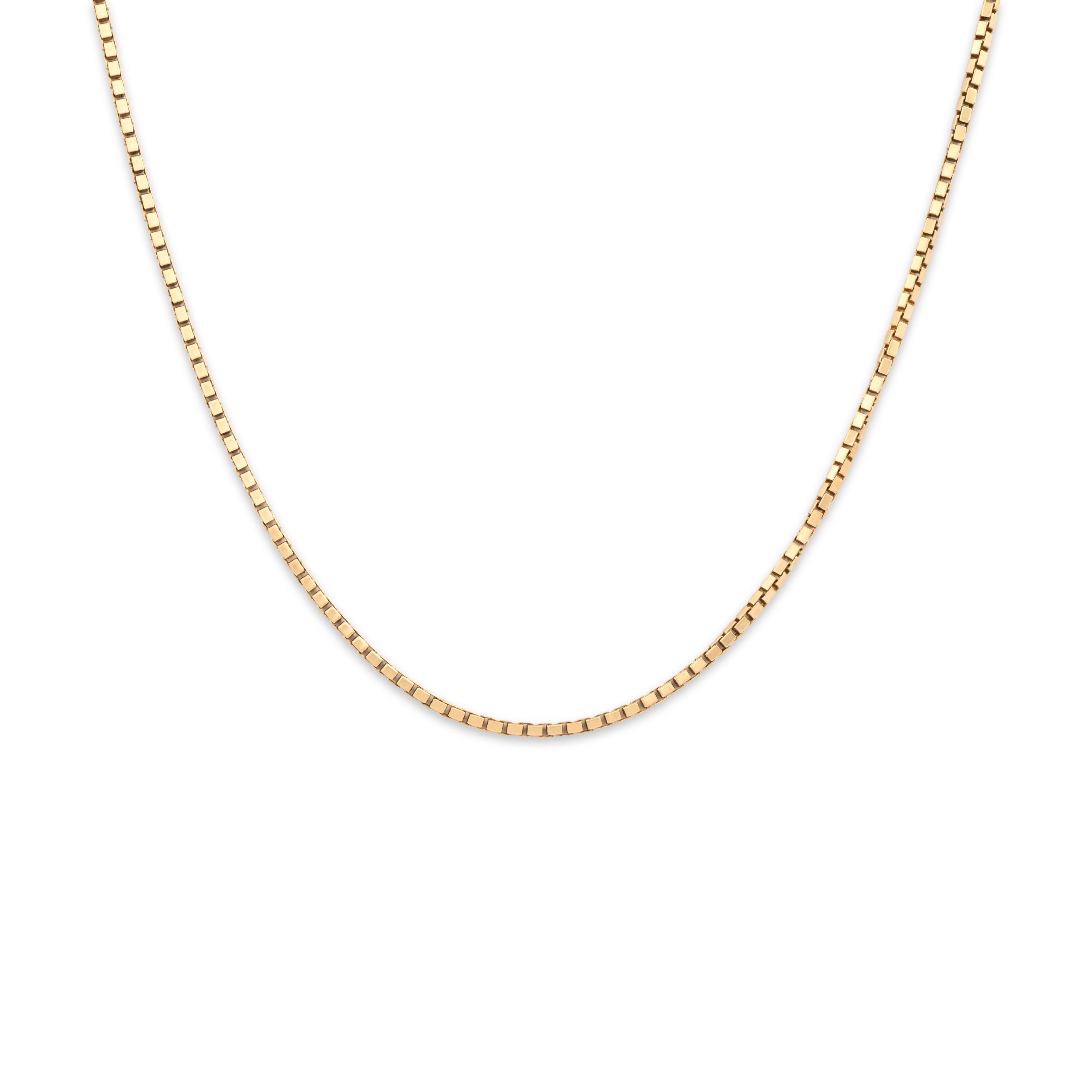 Vintage 14k Yellow Gold 1.2mm Flashing Elongated Box Chain - Close-up view
