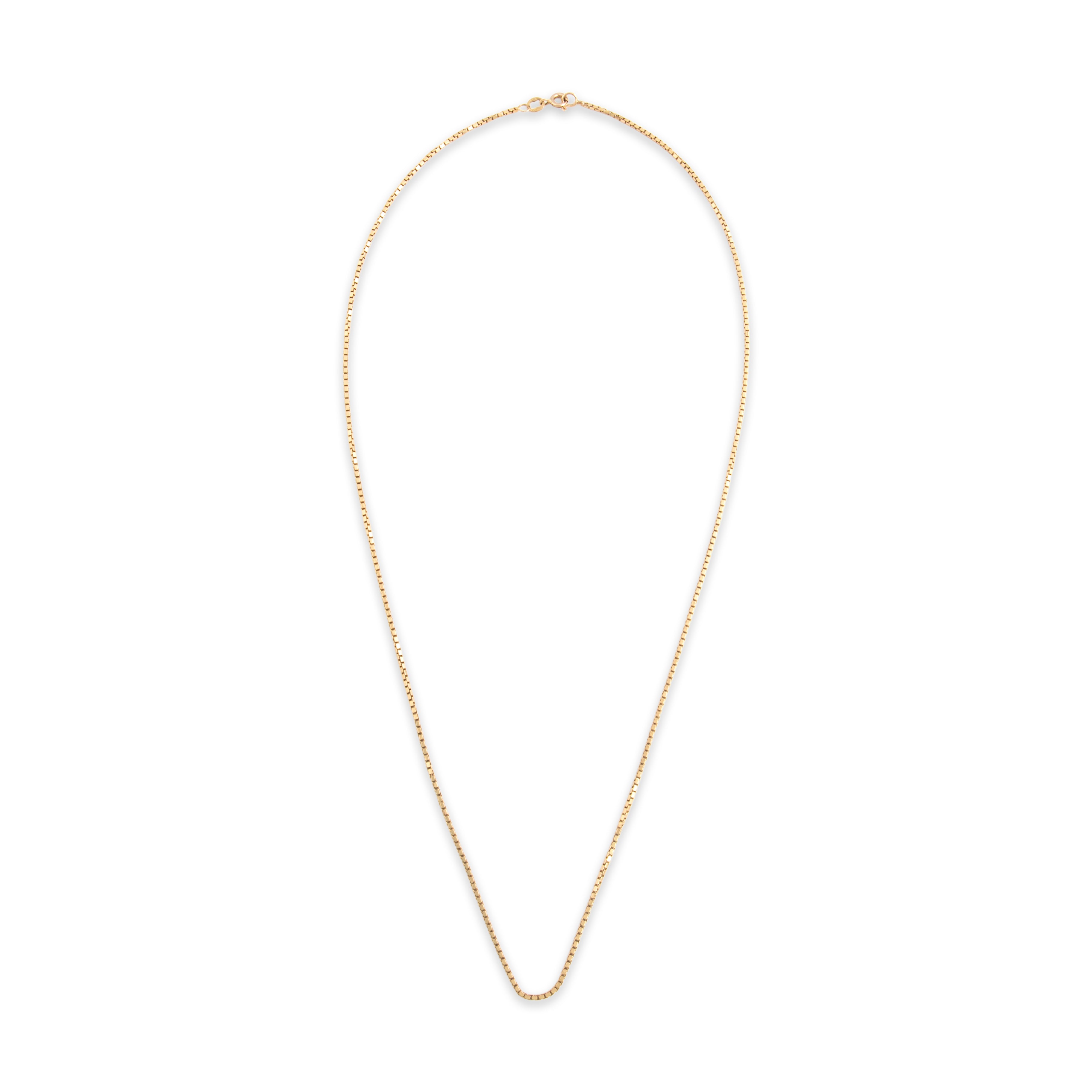 Vintage 14k Yellow Gold 1.2mm Flashing Elongated Box Chain - Overall view