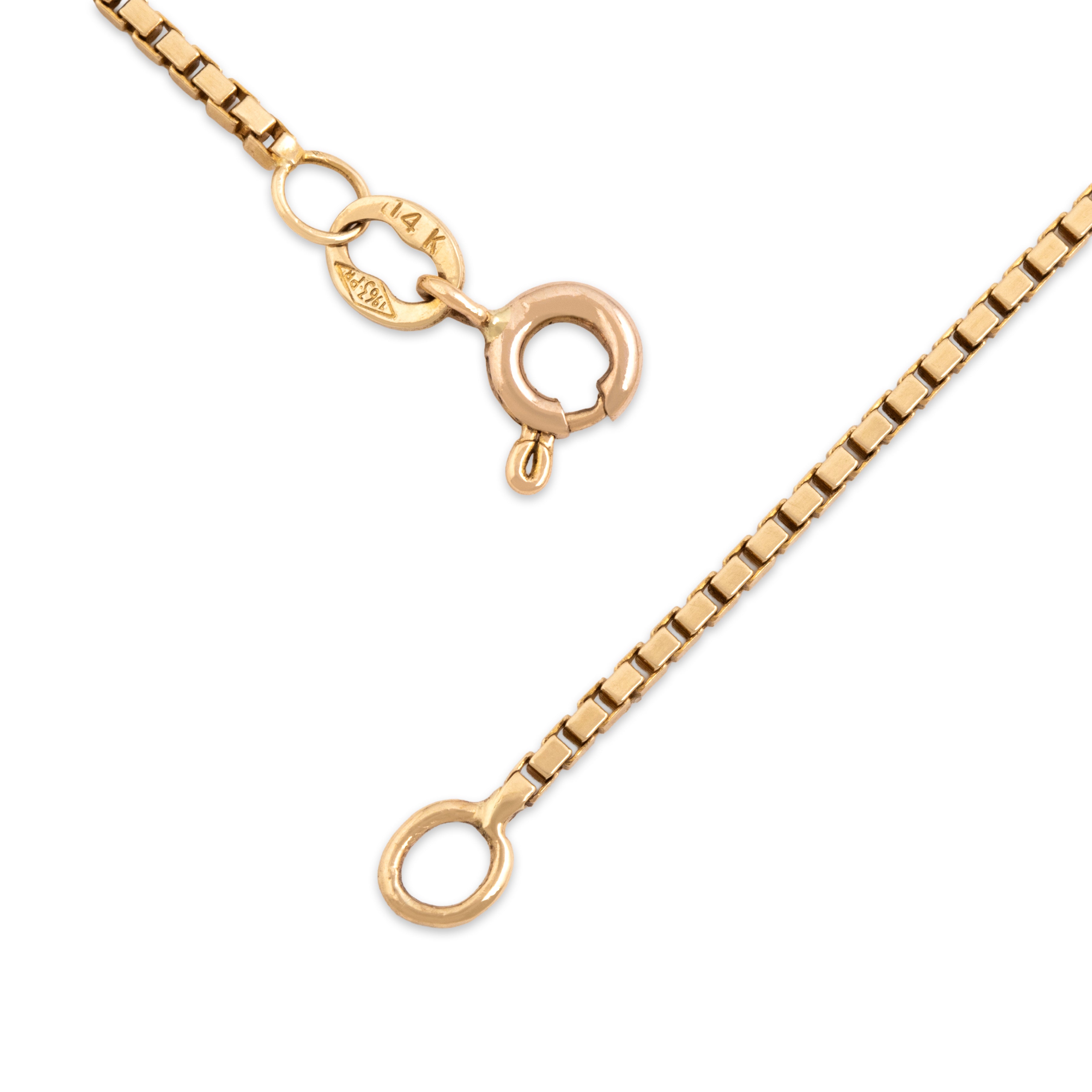 Vintage 14k Yellow Gold 1.2mm Flashing Elongated Box Chain - clasp view