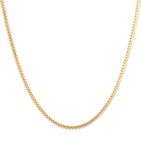 Vintage Italian 14k Yellow Gold 2mm Gleaming Flat Link Chain 20"
