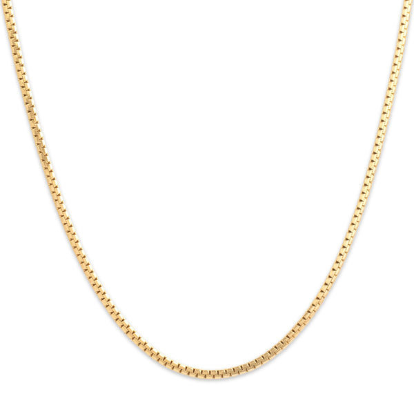 Vintage Italian 14k Yellow Gold 2mm Gleaming Flat Link Chain - Close-up view