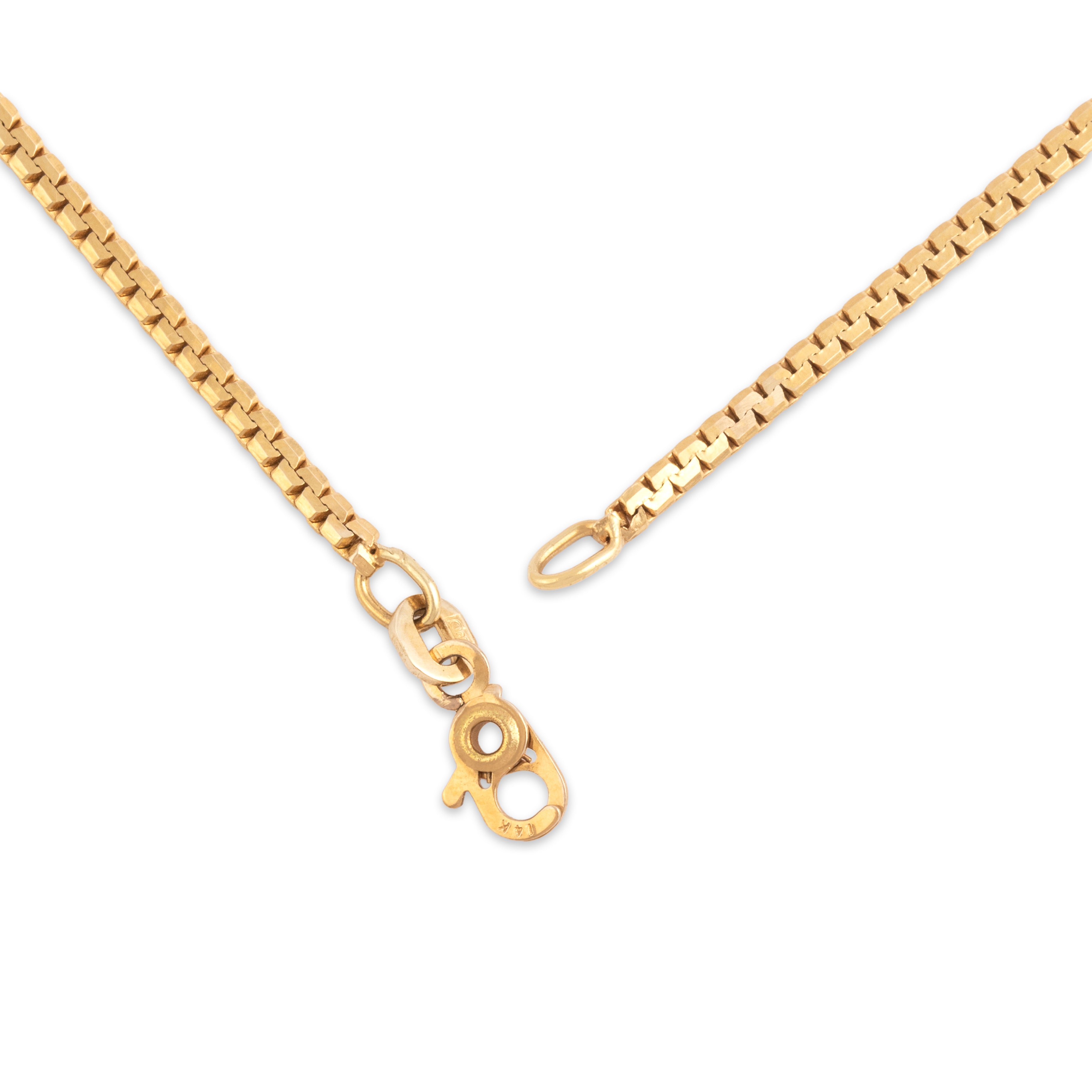 Vintage Italian 14k Yellow Gold 2mm Gleaming Flat Link Chain - clasp view