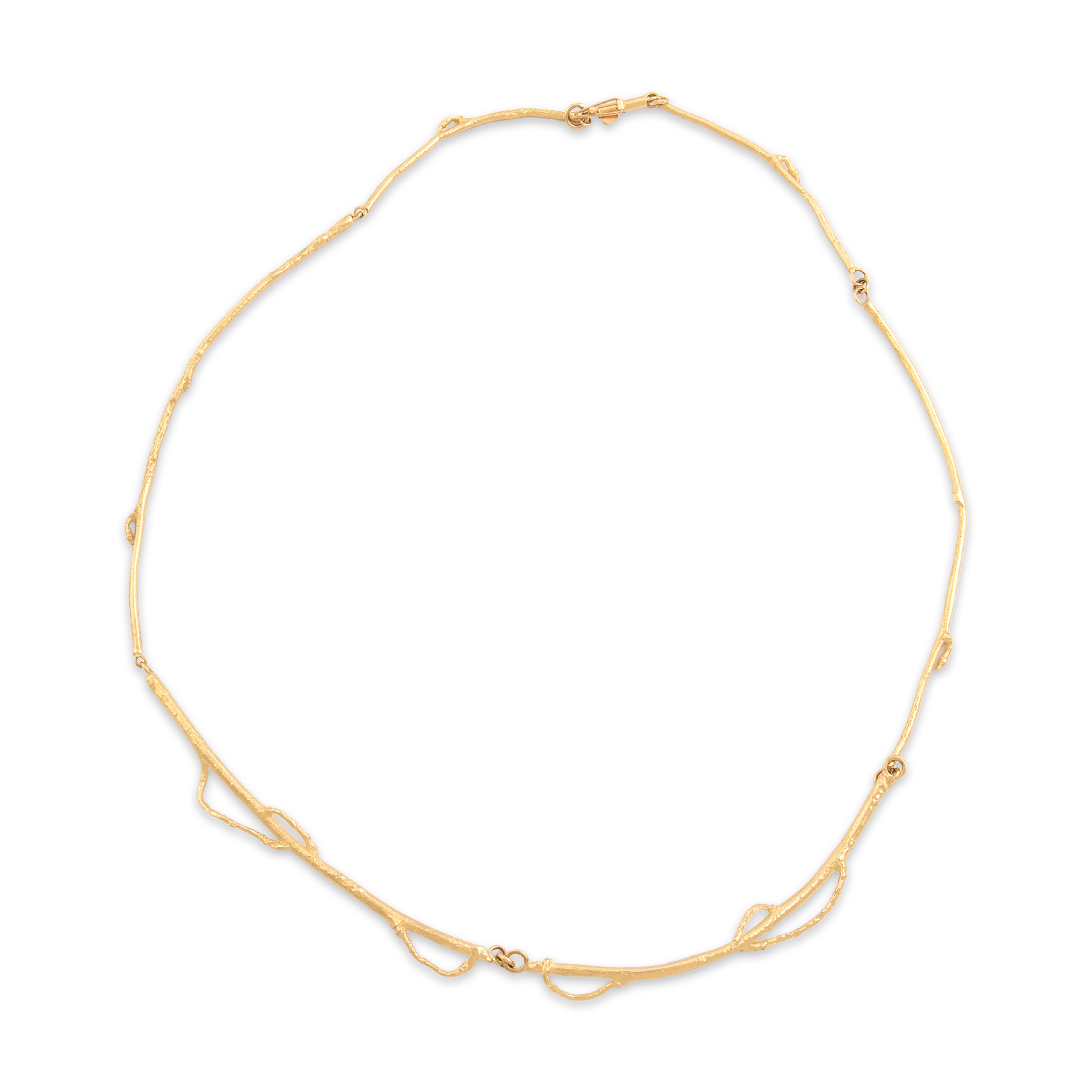 Vintage 14k Yellow Gold Chic Brutalist Branch Necklace 17