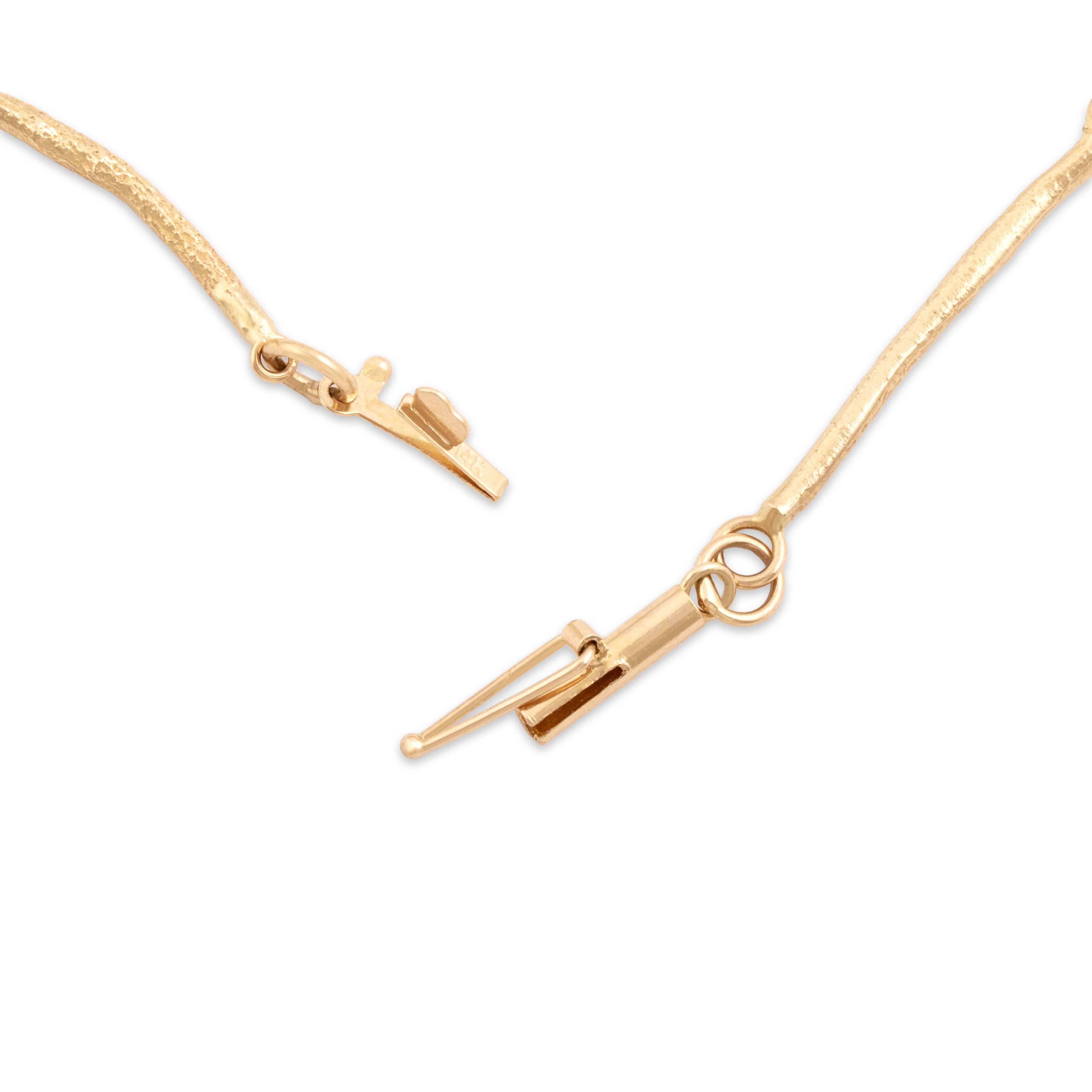 Vintage 14k Yellow Gold Chic Brutalist Branch Necklace 17