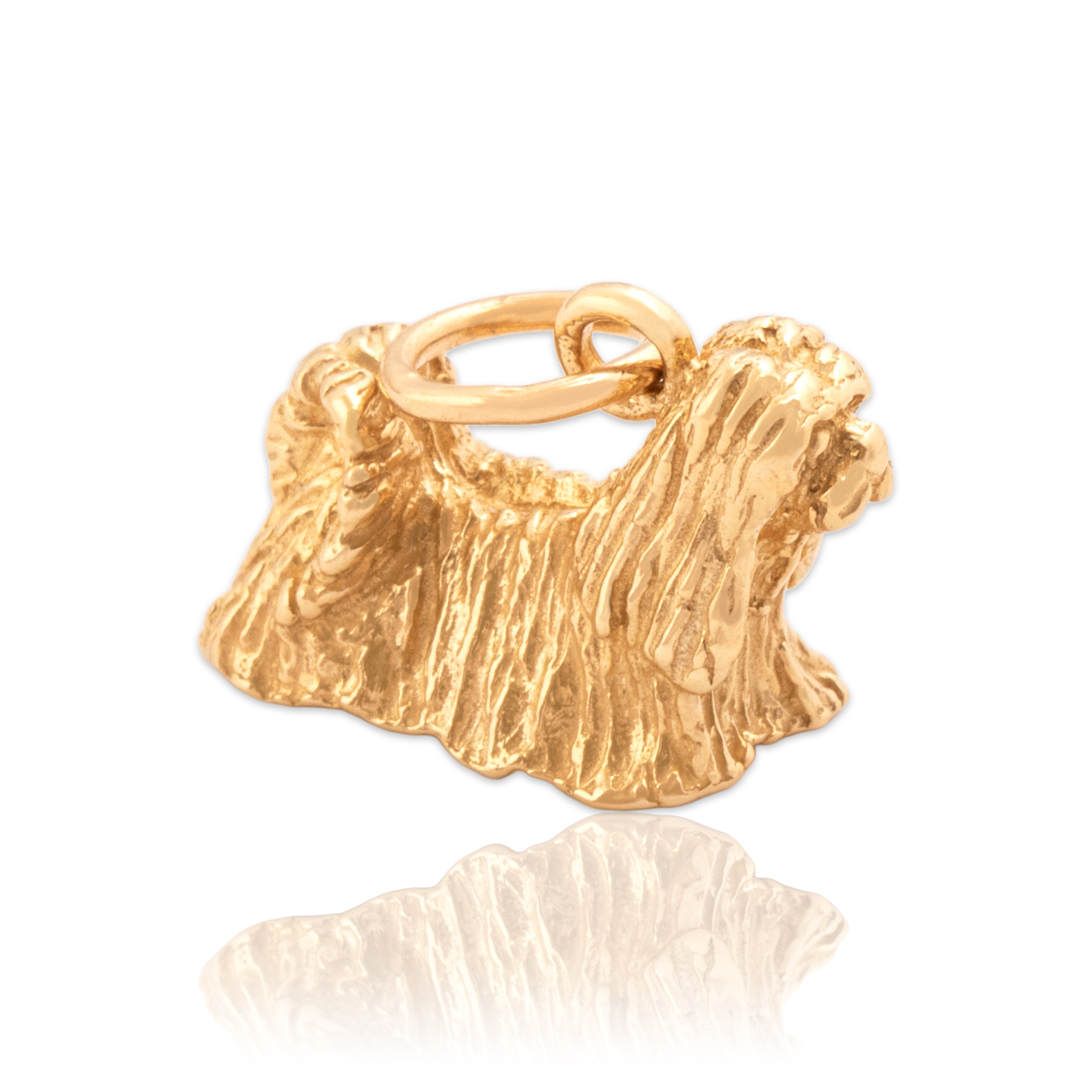 Vintage Small 14k Yellow Gold Adorable Shih Tzu Dog Charm / Pendant - Close-up view