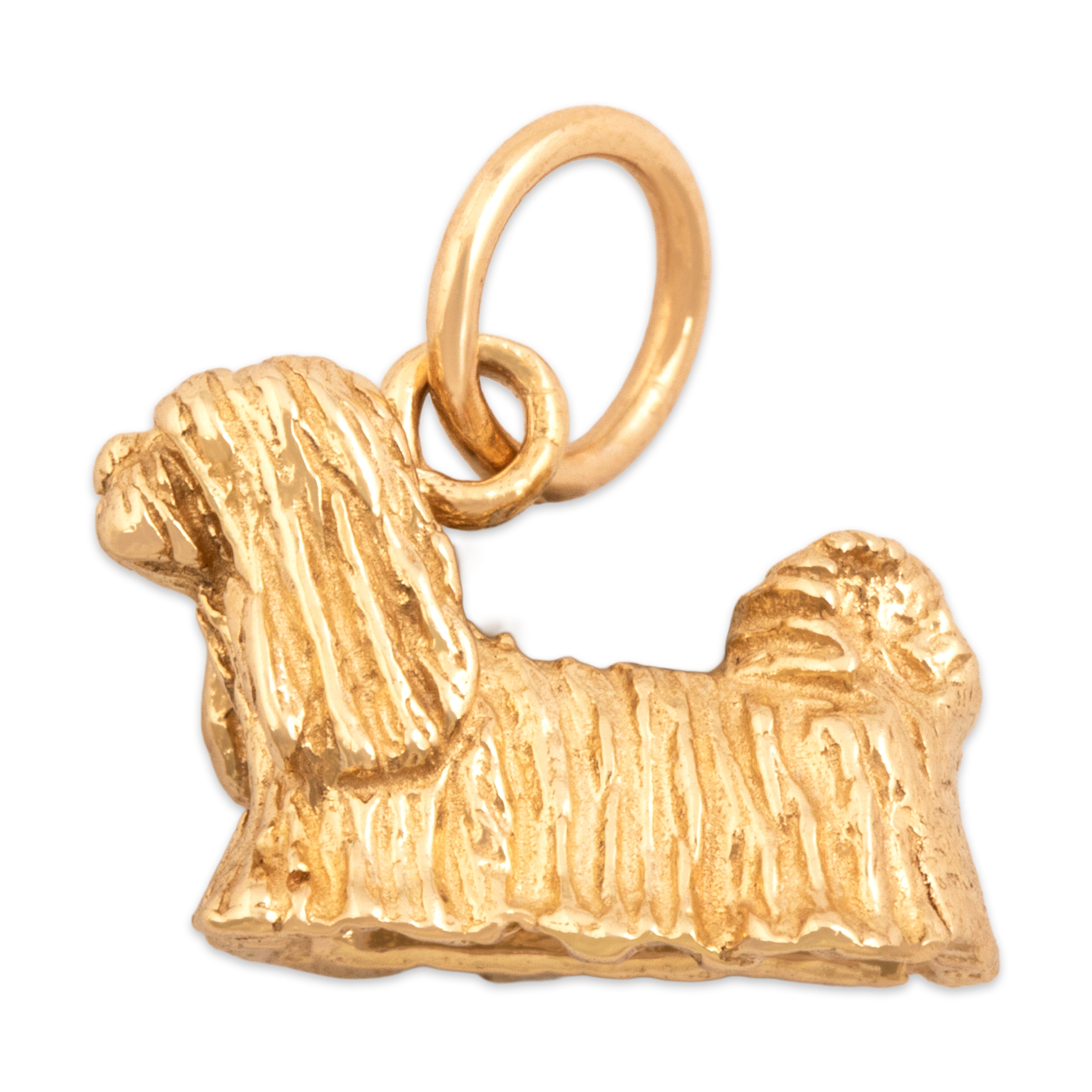 Vintage Small 14k Yellow Gold Adorable Shih Tzu Dog Charm / Pendant - Side view