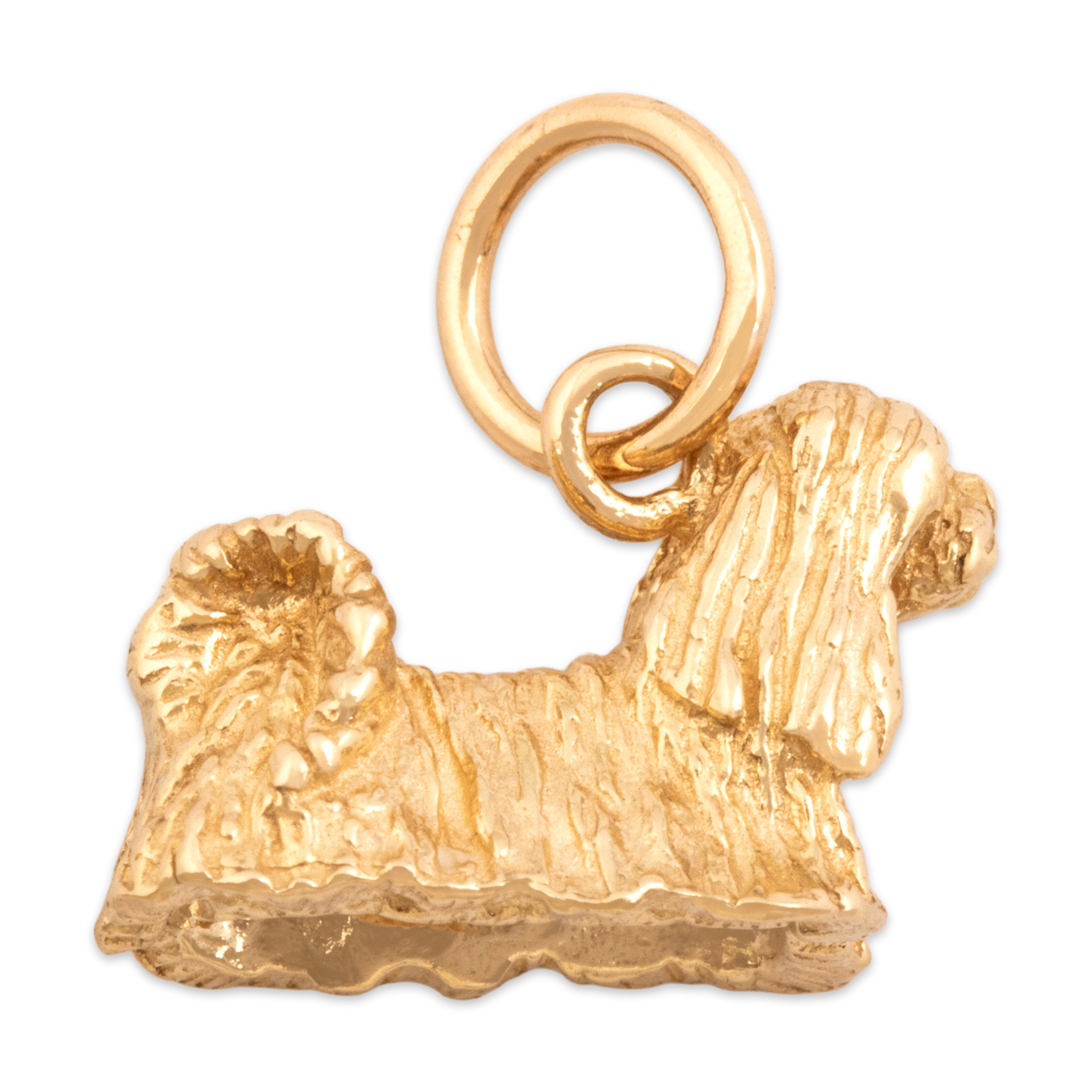 Vintage Small 14k Yellow Gold Adorable Shih Tzu Dog Charm / Pendant - Side view
