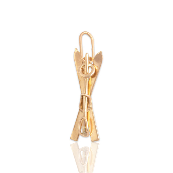Vintage 14k Yellow Gold Athletic Ski Charm / Pendant