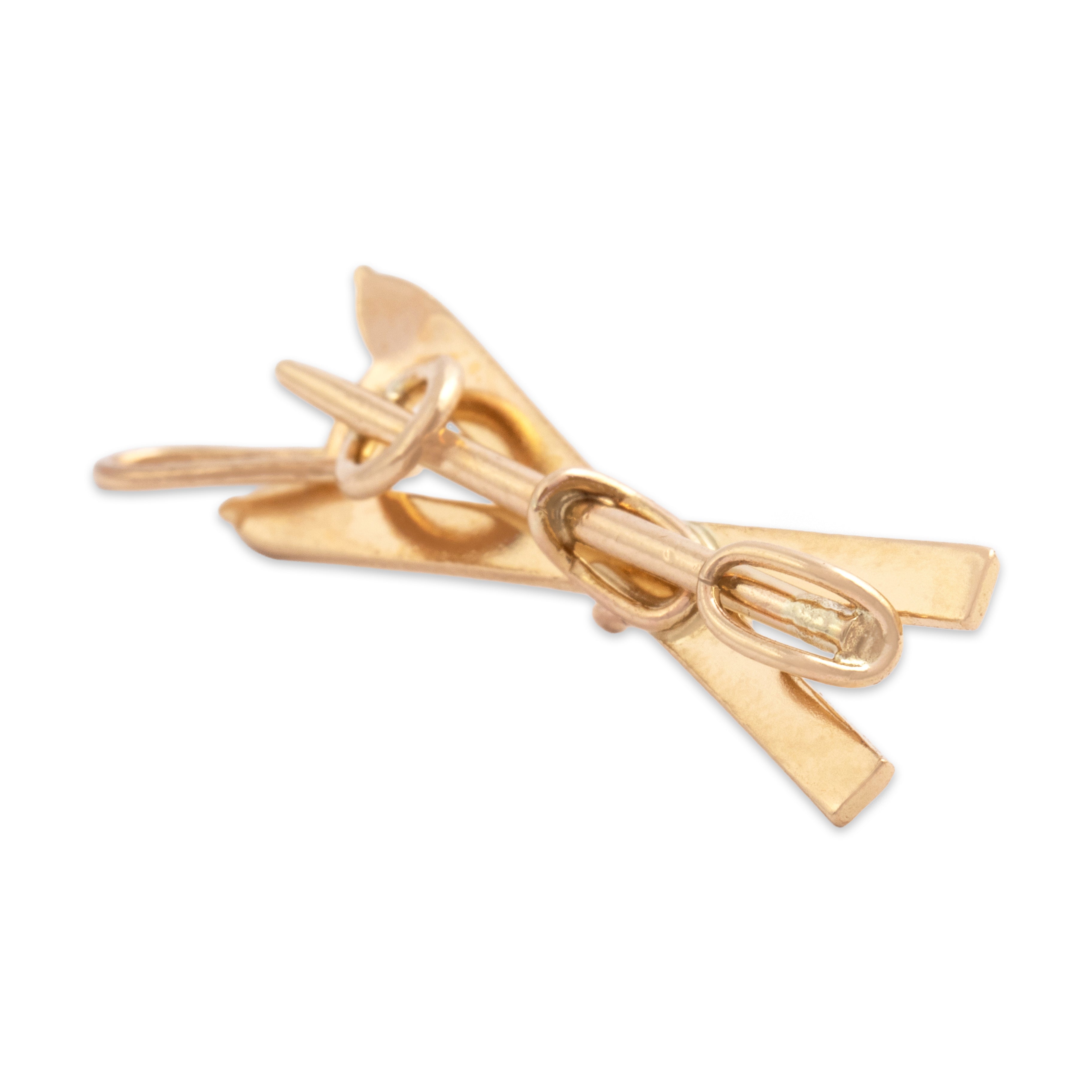 Vintage 14k Yellow Gold Athletic Ski Charm / Pendant - detail view #1