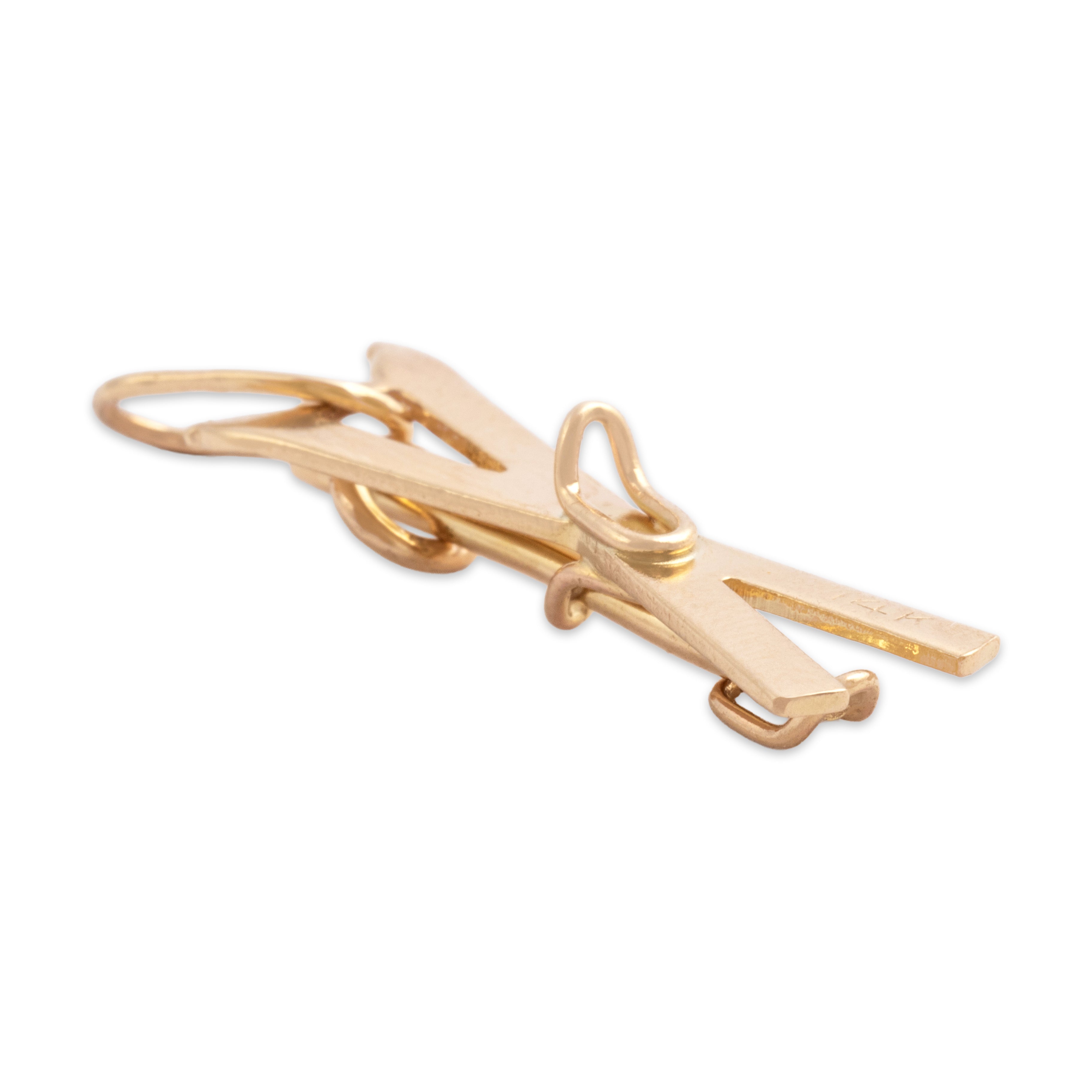 Vintage 14k Yellow Gold Athletic Ski Charm / Pendant - detail view #3