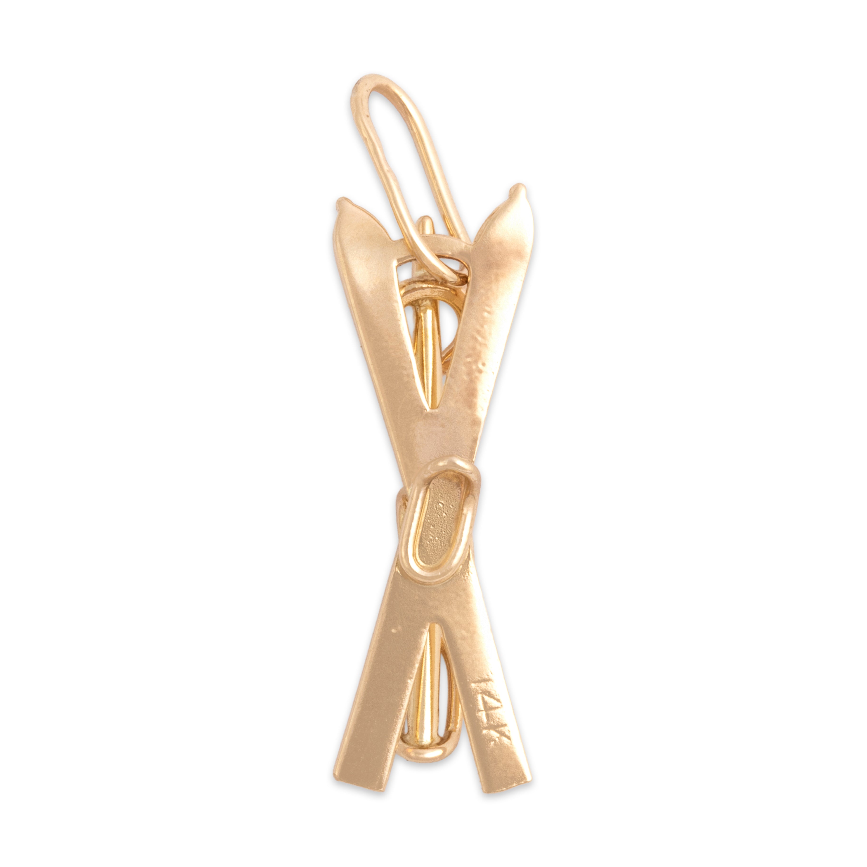 Vintage 14k Yellow Gold Athletic Ski Charm / Pendant - detail view #2