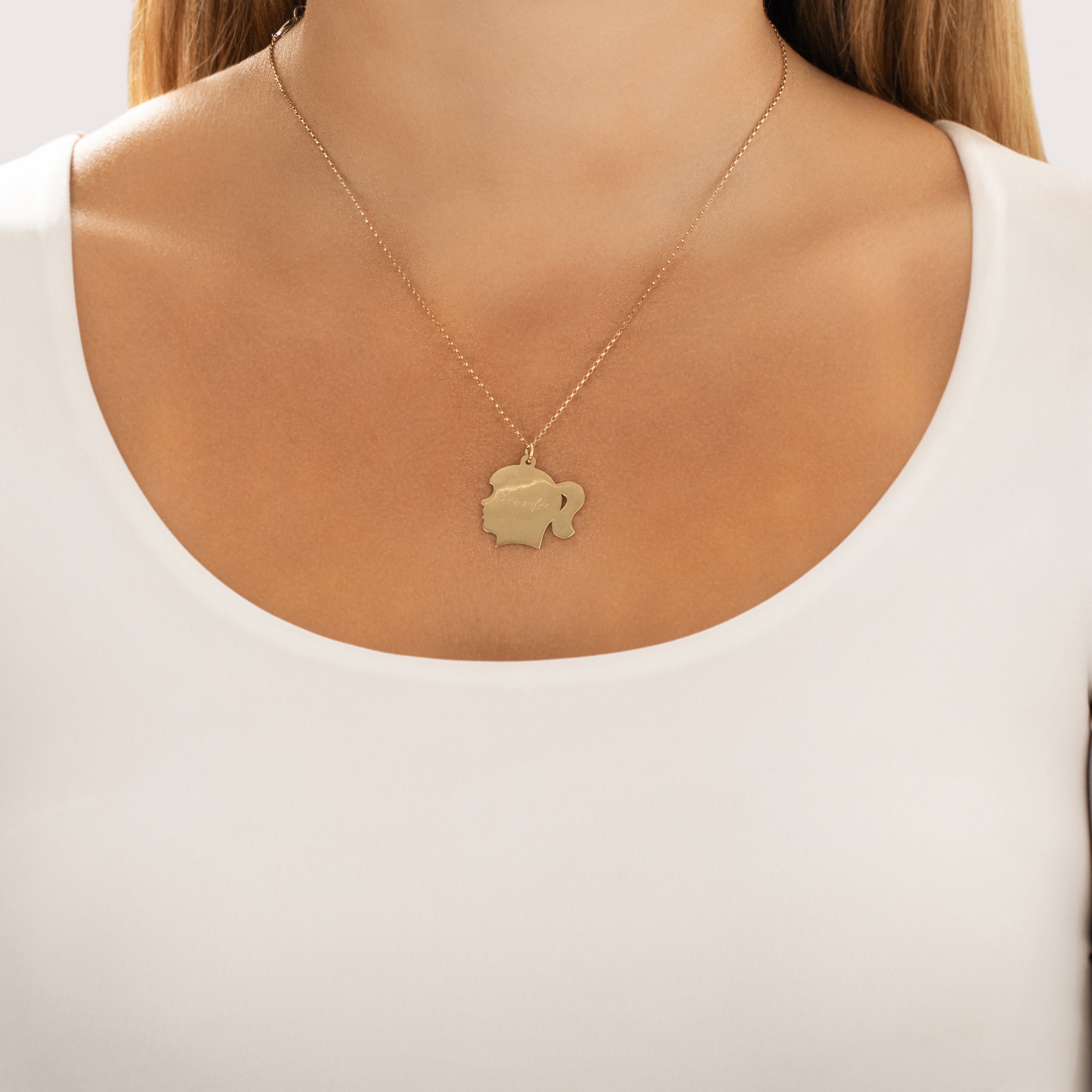 Vintage 14k Yellow Gold Girl Profile Name 