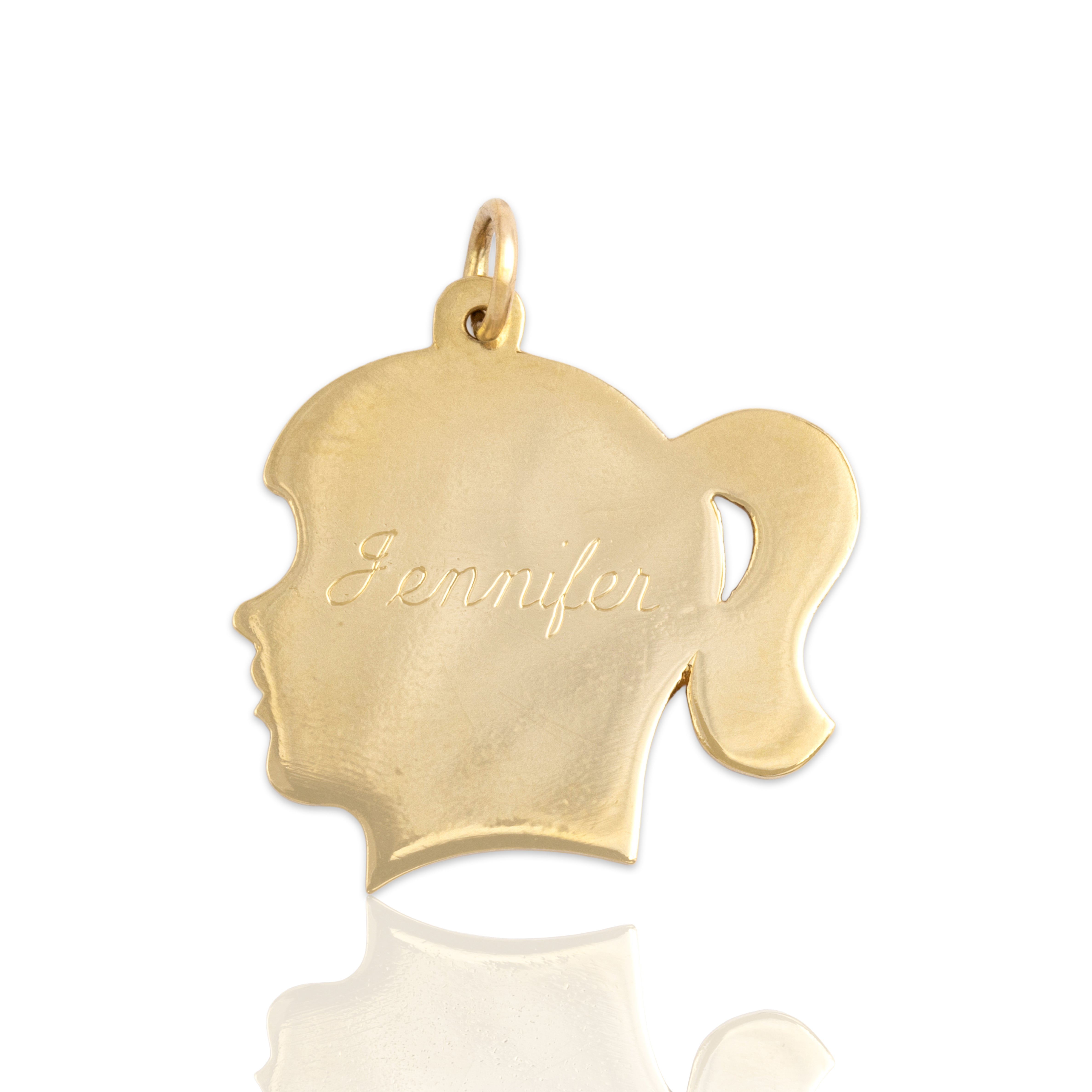 Vintage 14k Yellow Gold Girl Profile Name 