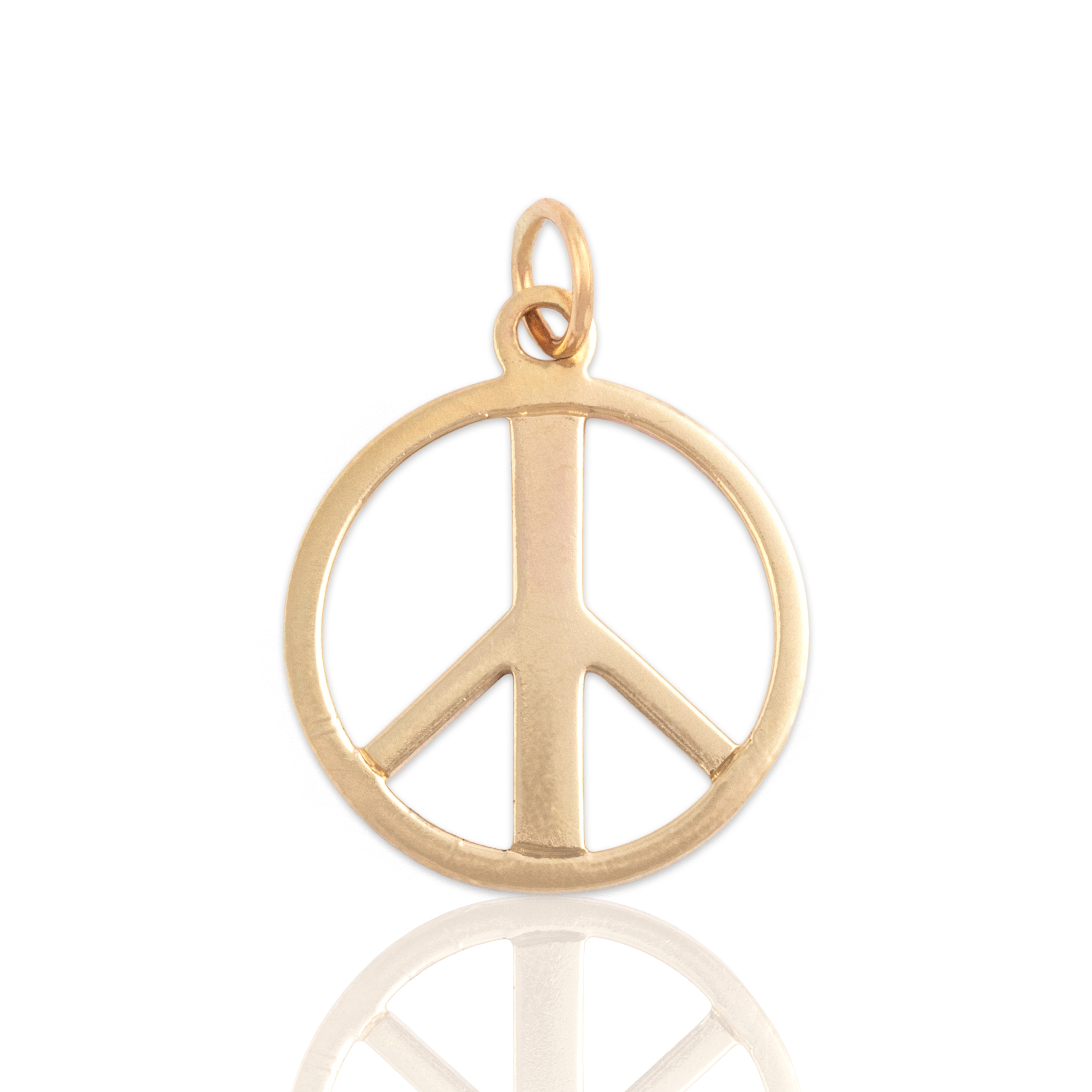 Vintage Lightweight 10k Yellow Gold Groovy Peace Sign Charm / Pendant - Close-up view
