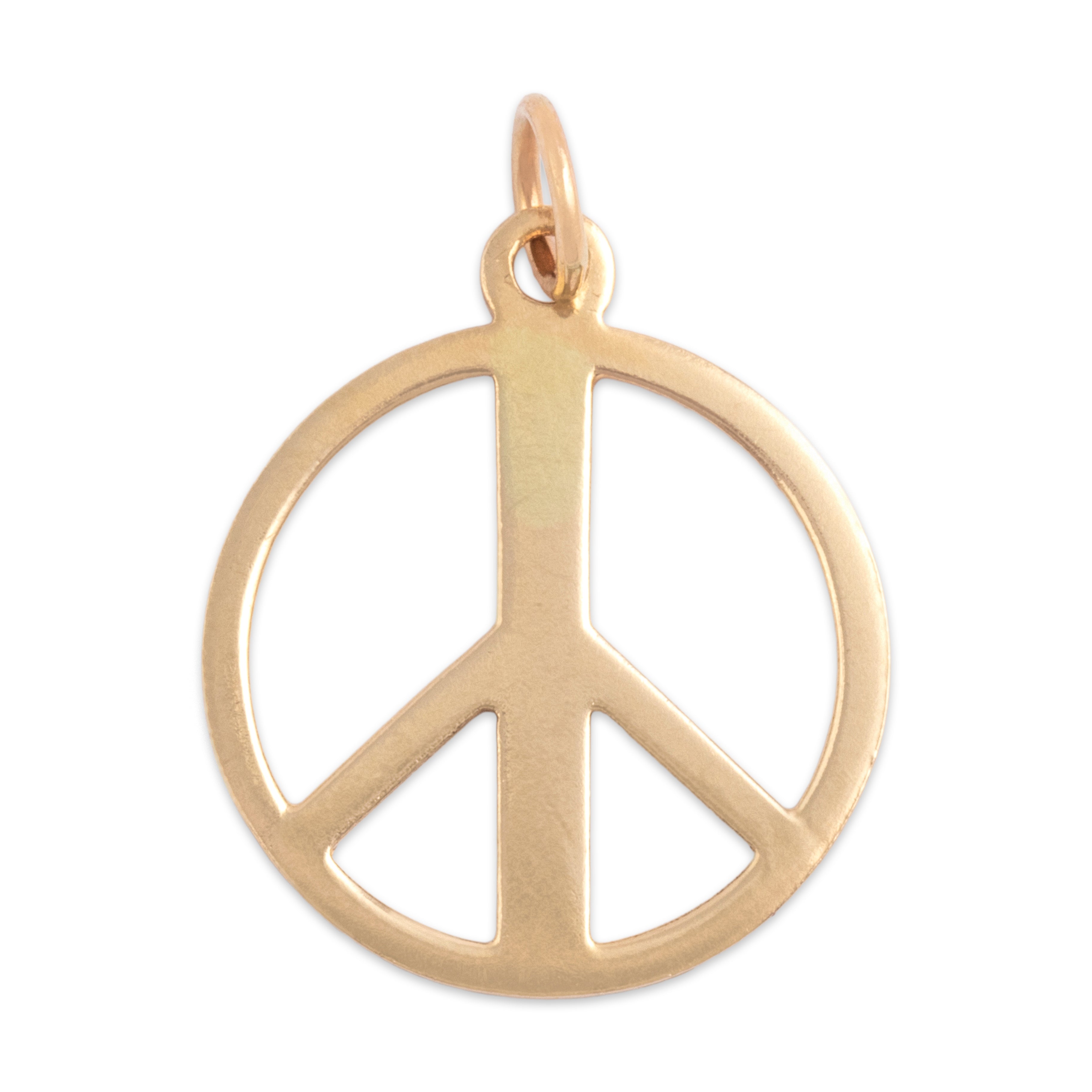 Vintage Lightweight 10k Yellow Gold Groovy Peace Sign Charm / Pendant - Overall view