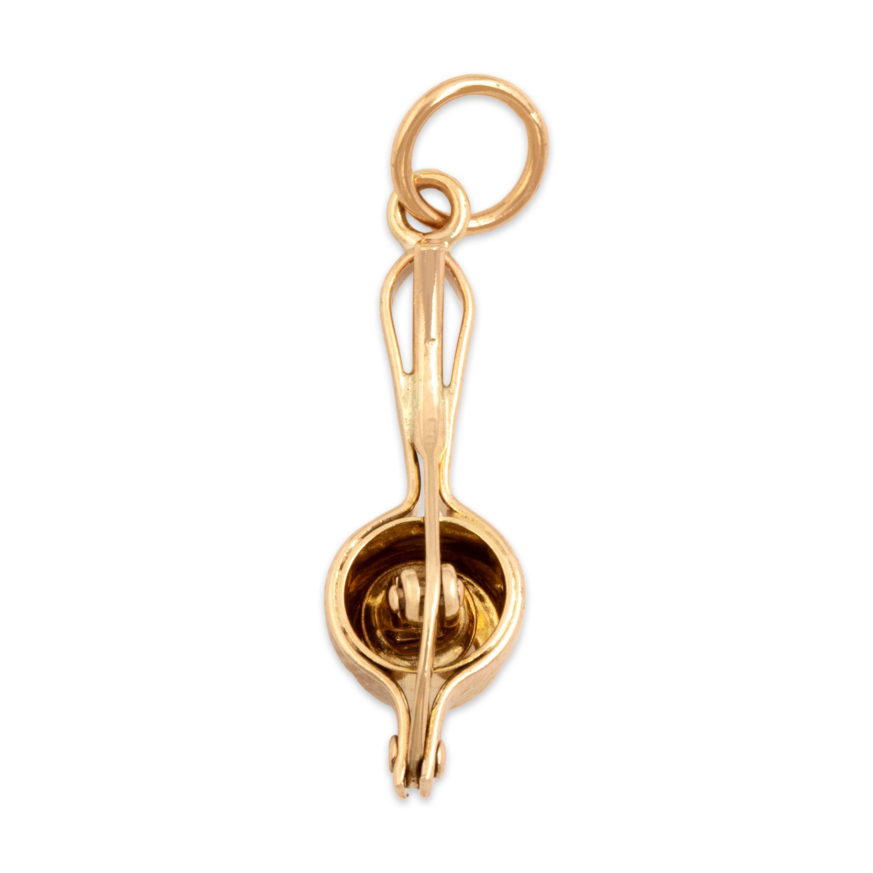 Vintage Small 14k Yellow Gold Zesty Citrus Press Charm / Pendant - Back view