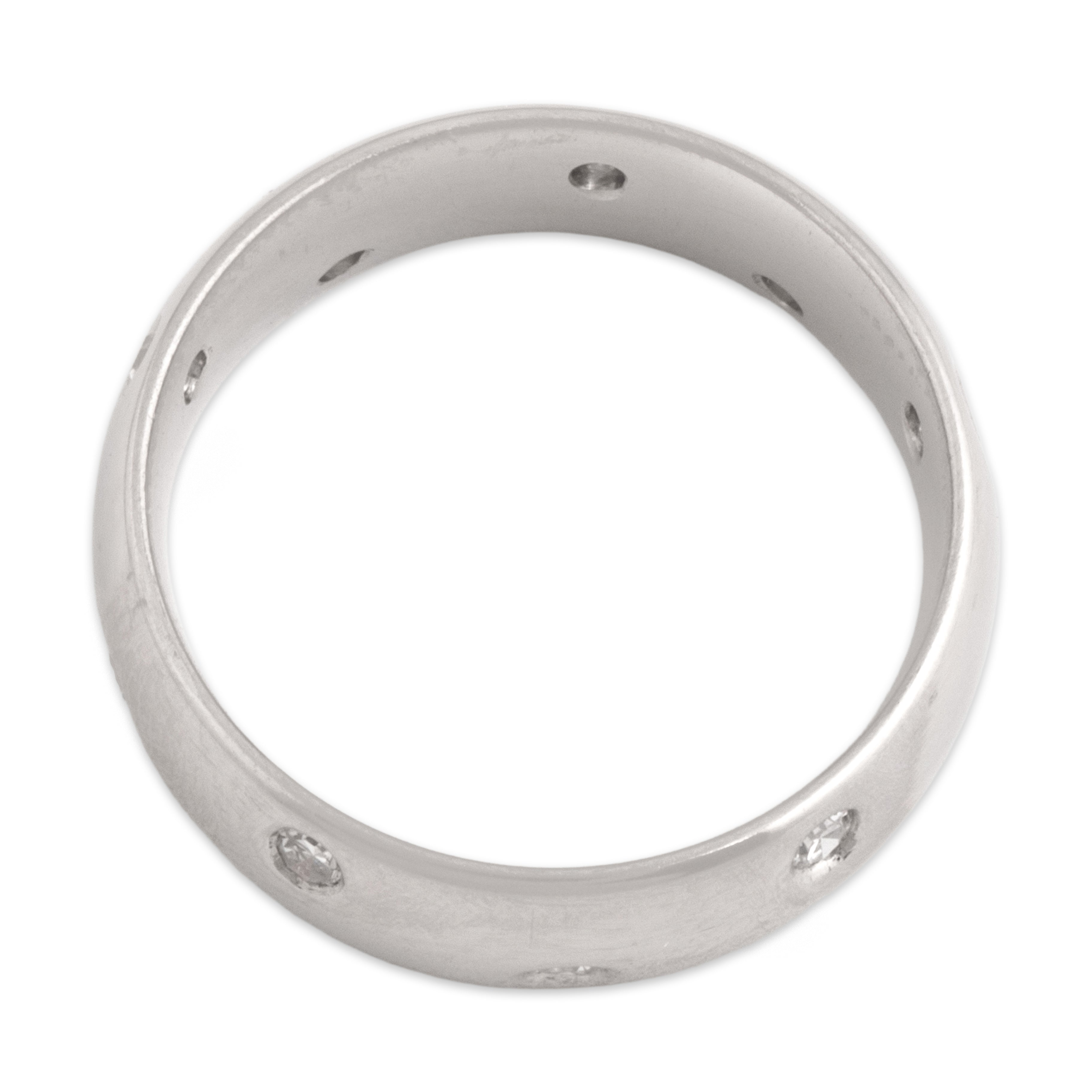 Vintage Platinum Diamond Sleek Modern Inset Band Ring - Overall view