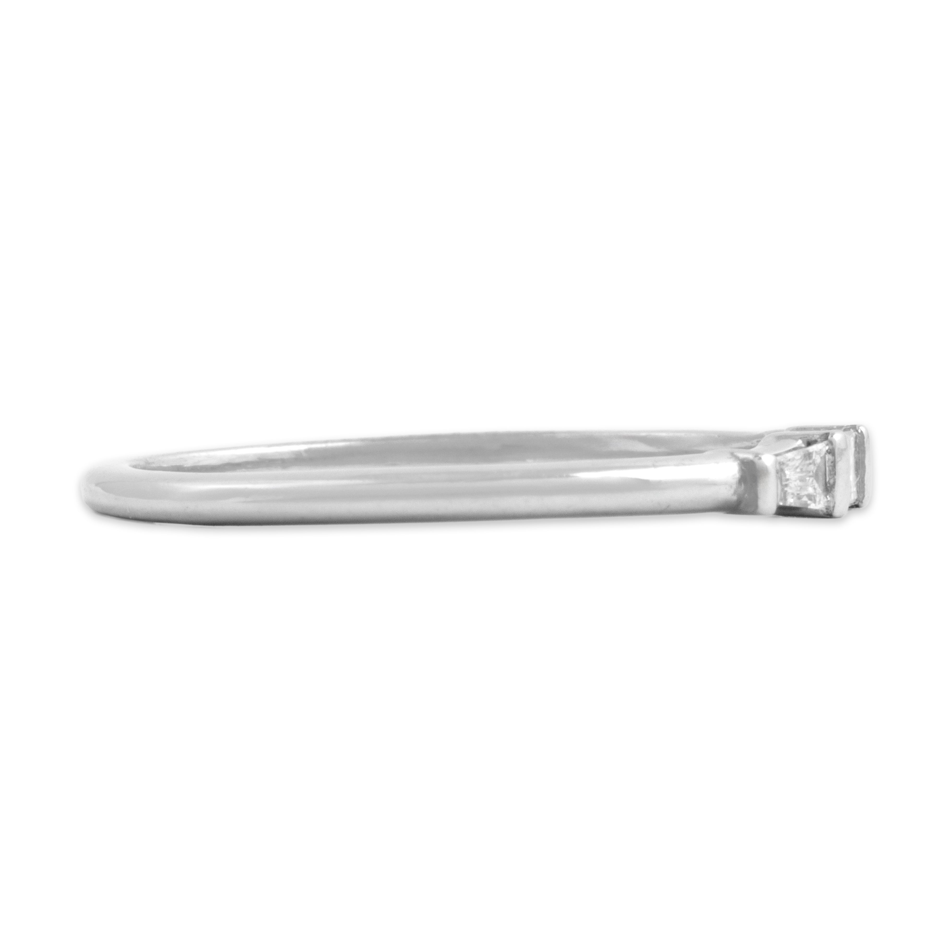 Vintage Platinum Diamond Classic Elegant Trio Band Ring - Side view