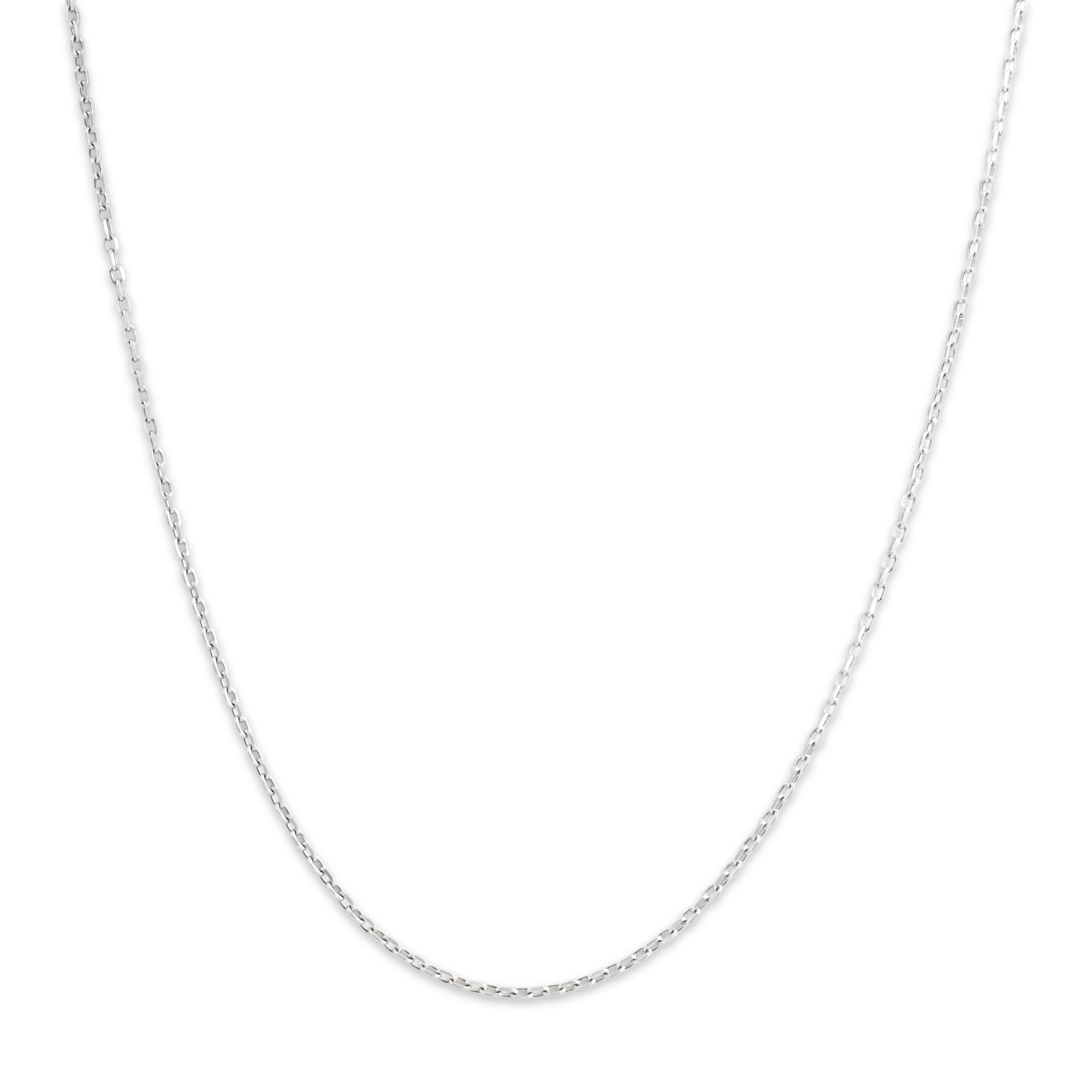 Vintage Italian Platinum 1.4mm Sleek Flat Cable Chain - Close-up view
