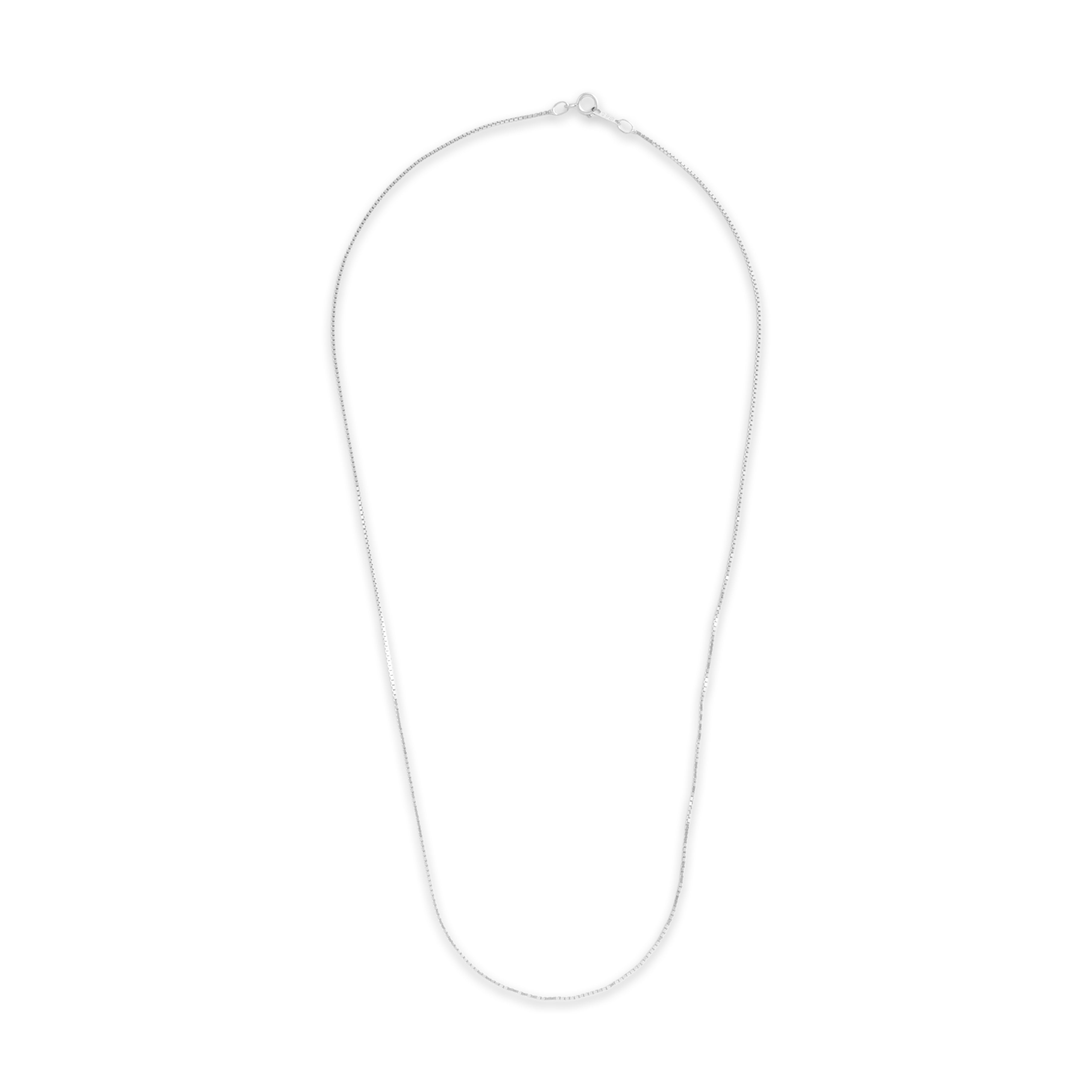 Vintage Italian Platinum .8mm Sparkling Box Chain - Overall view