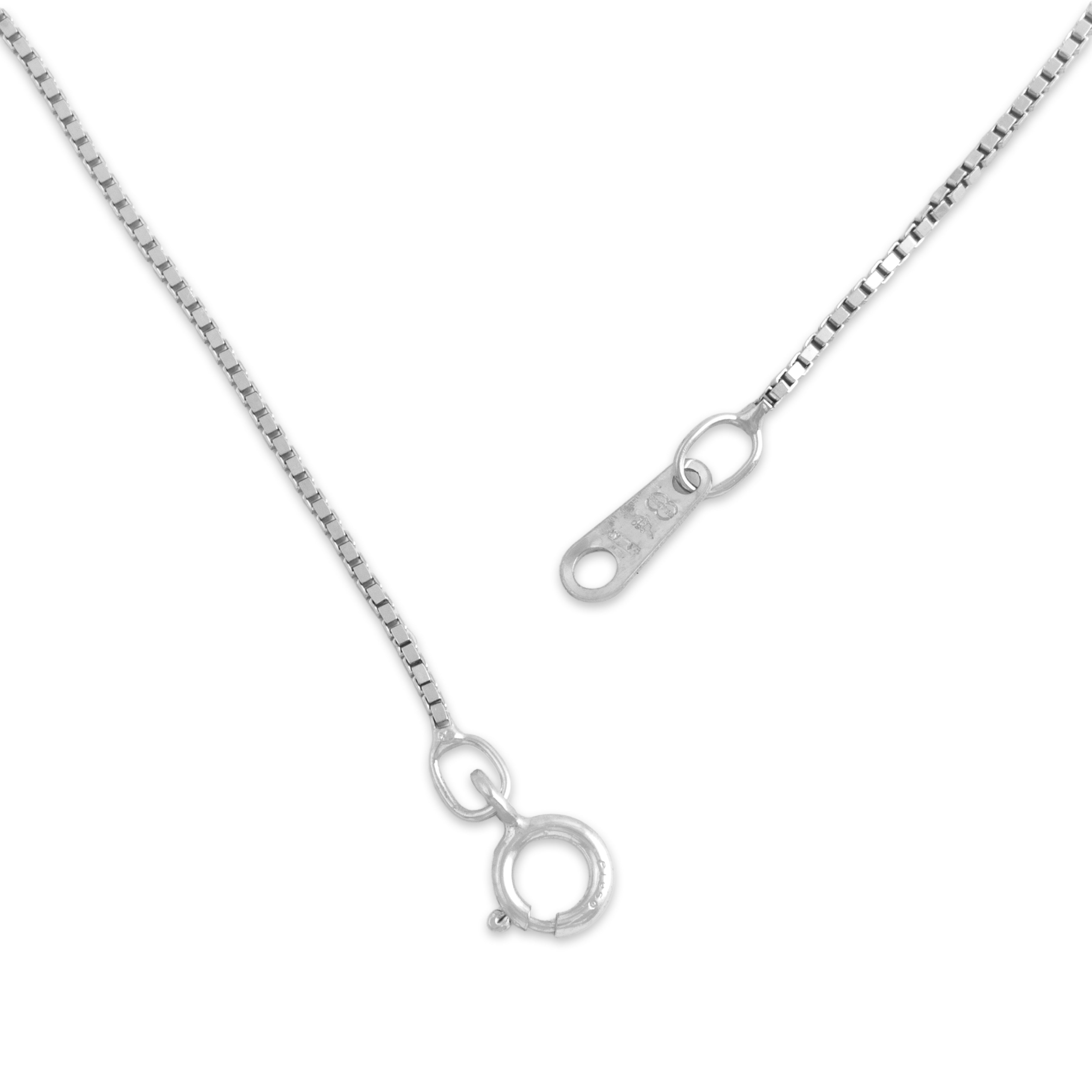 Vintage Italian Platinum .8mm Sparkling Box Chain - clasp view