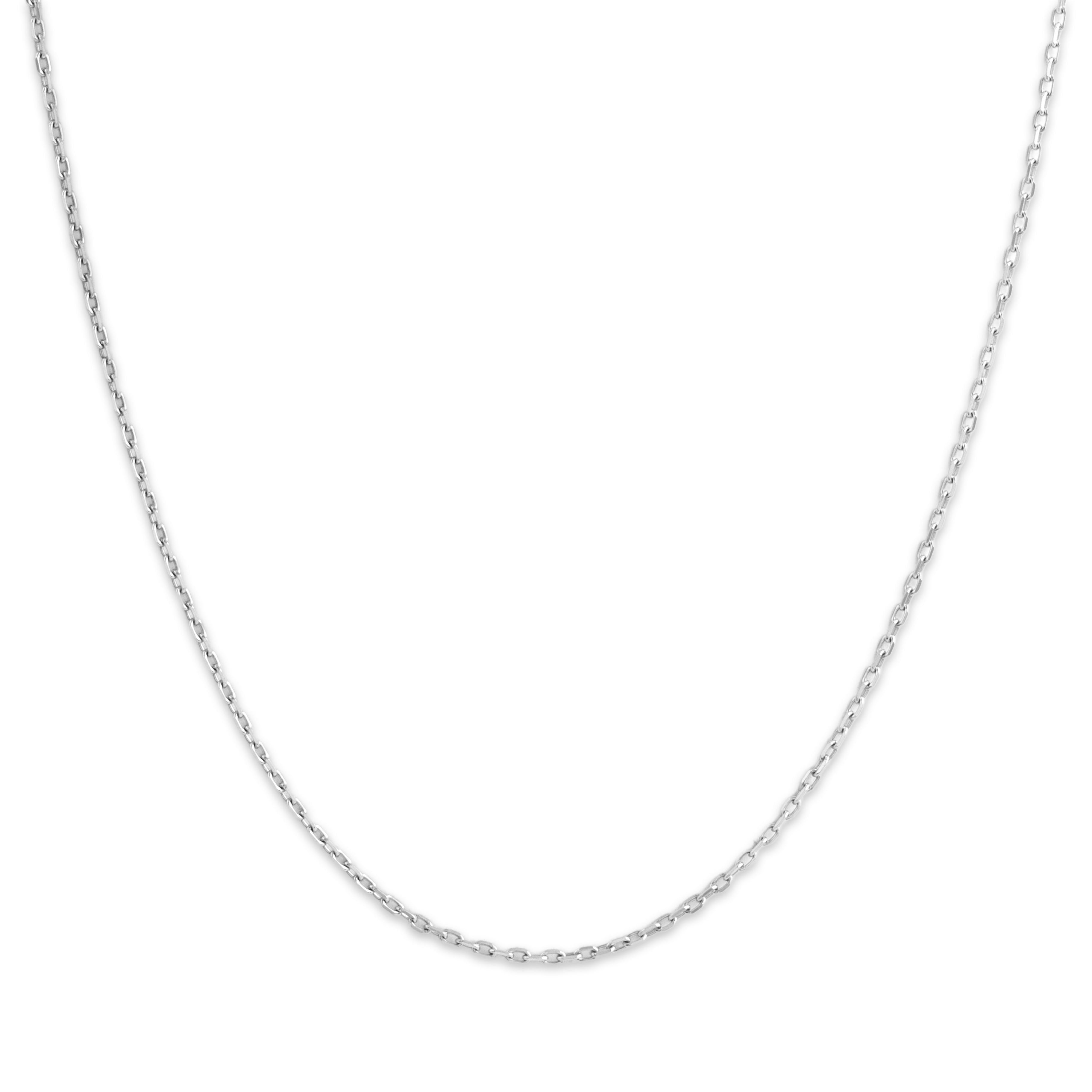 Vintage Italian Platinum 1.4mm Flashing Flat Cable Chain - Close-up view