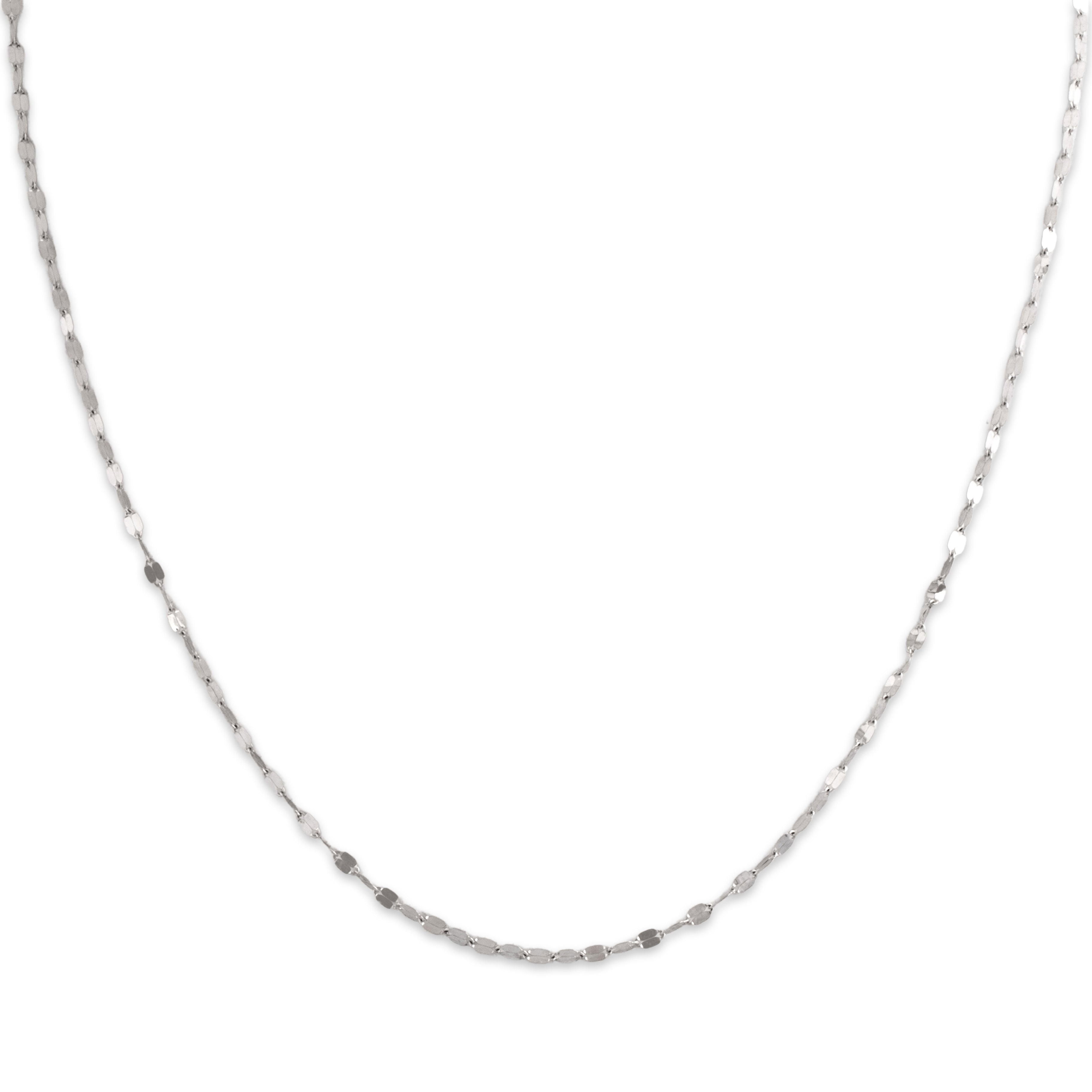 Estate Italian Lightweight Platinum 1.6mm Glittering Duo Link Chain - Close-up view