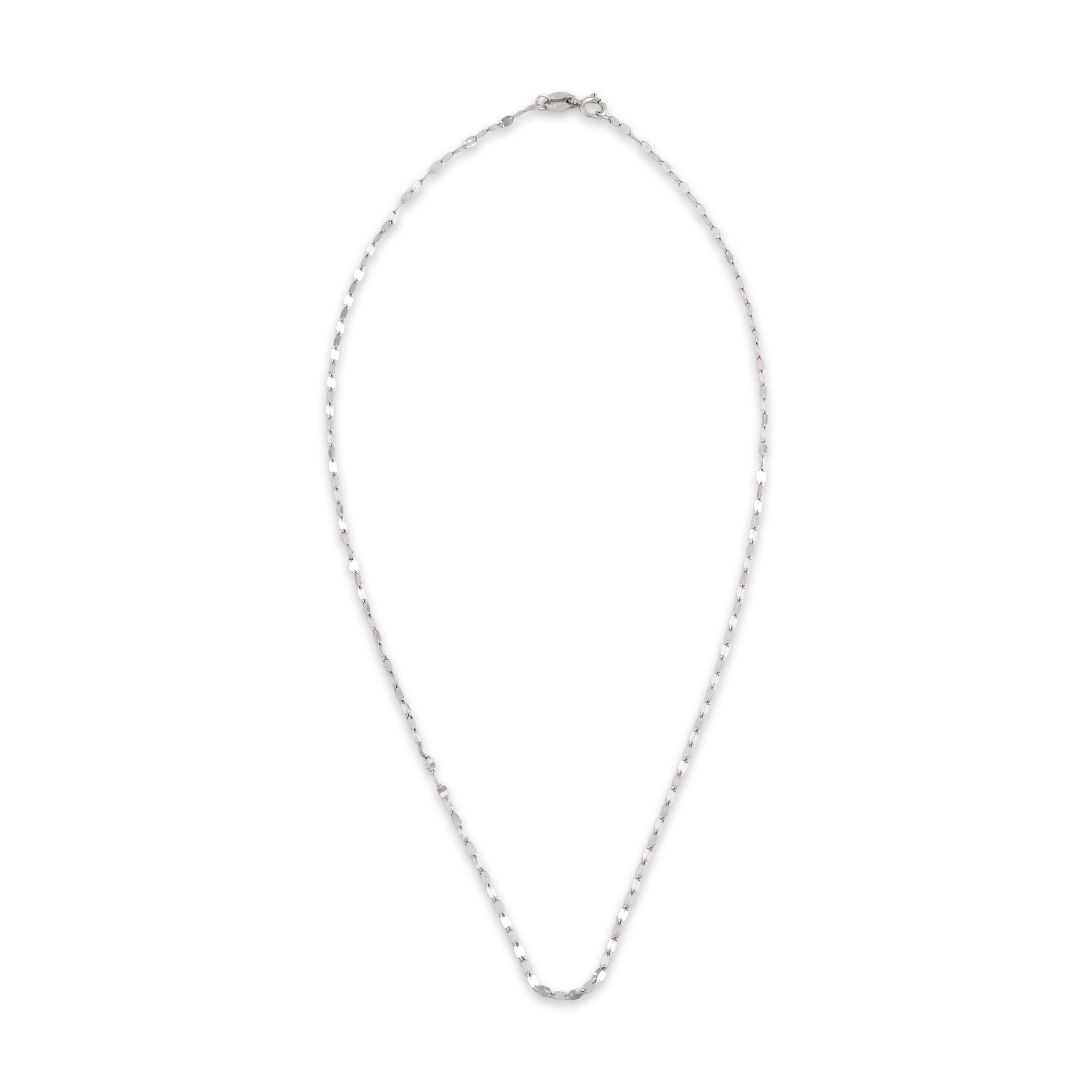 Estate Italian Lightweight Platinum 1.6mm Glittering Duo Link Chain - Overall view