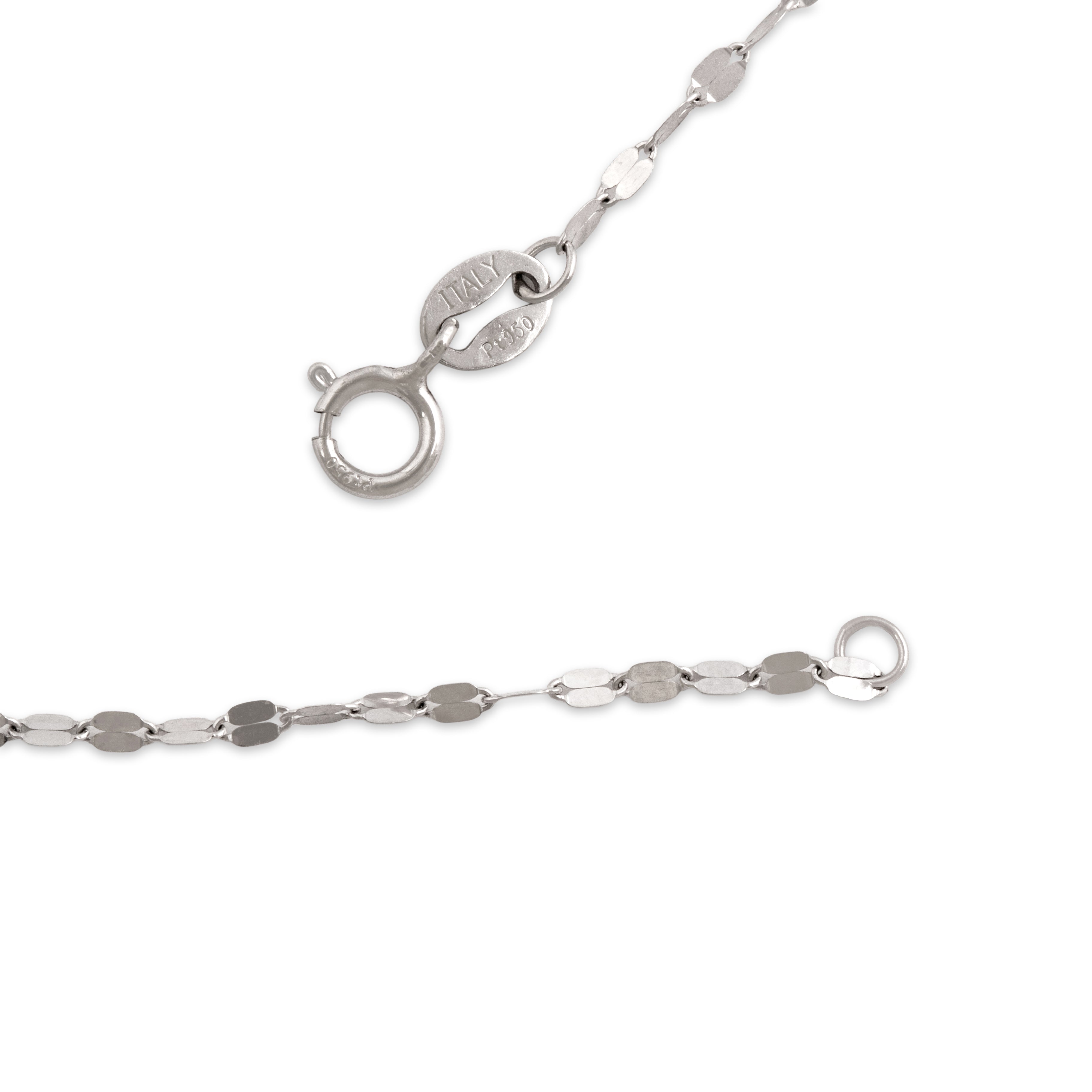 Estate Italian Lightweight Platinum 1.6mm Glittering Duo Link Chain - clasp view