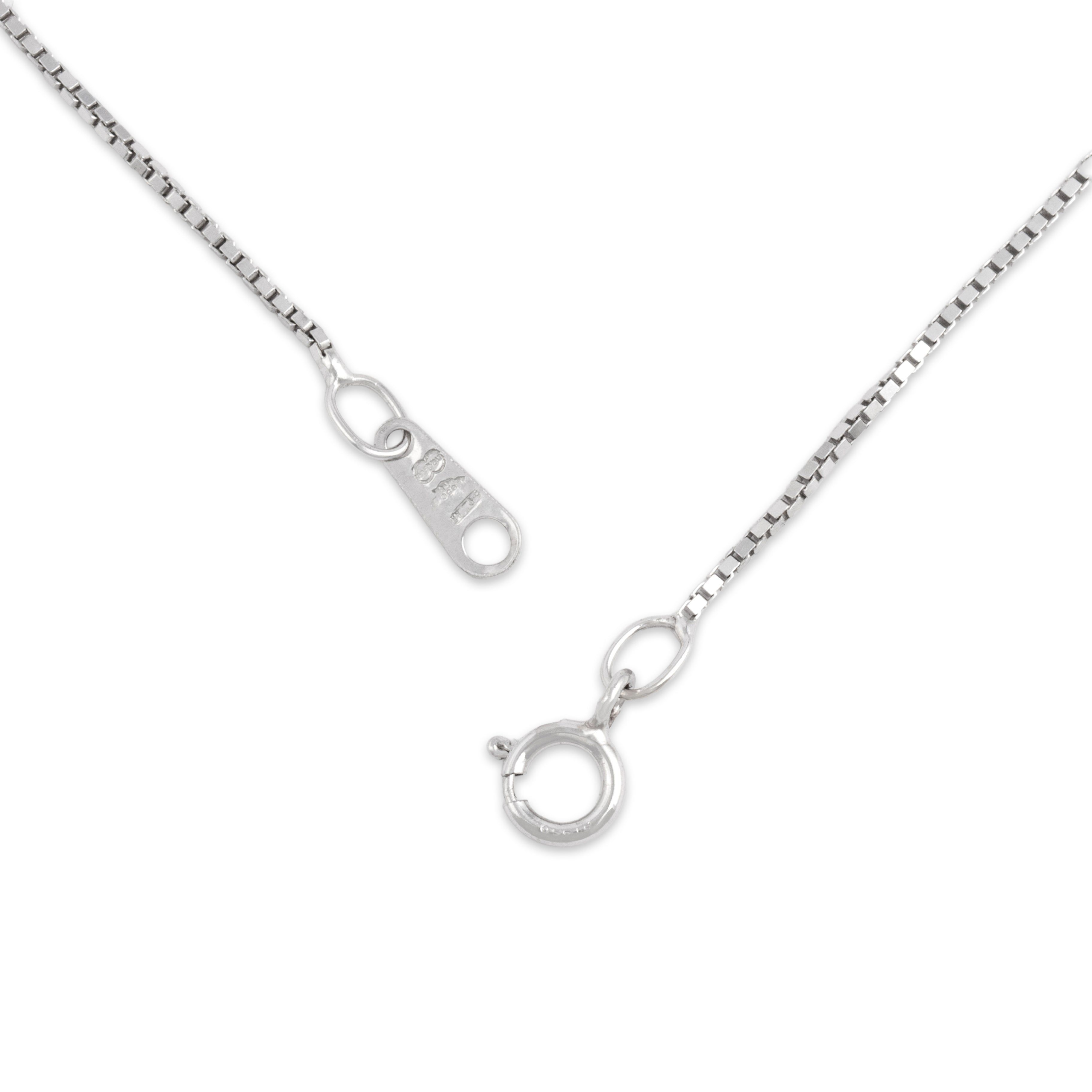 Vintage Platinum .8mm Glinting Delicate Box Chain - clasp view