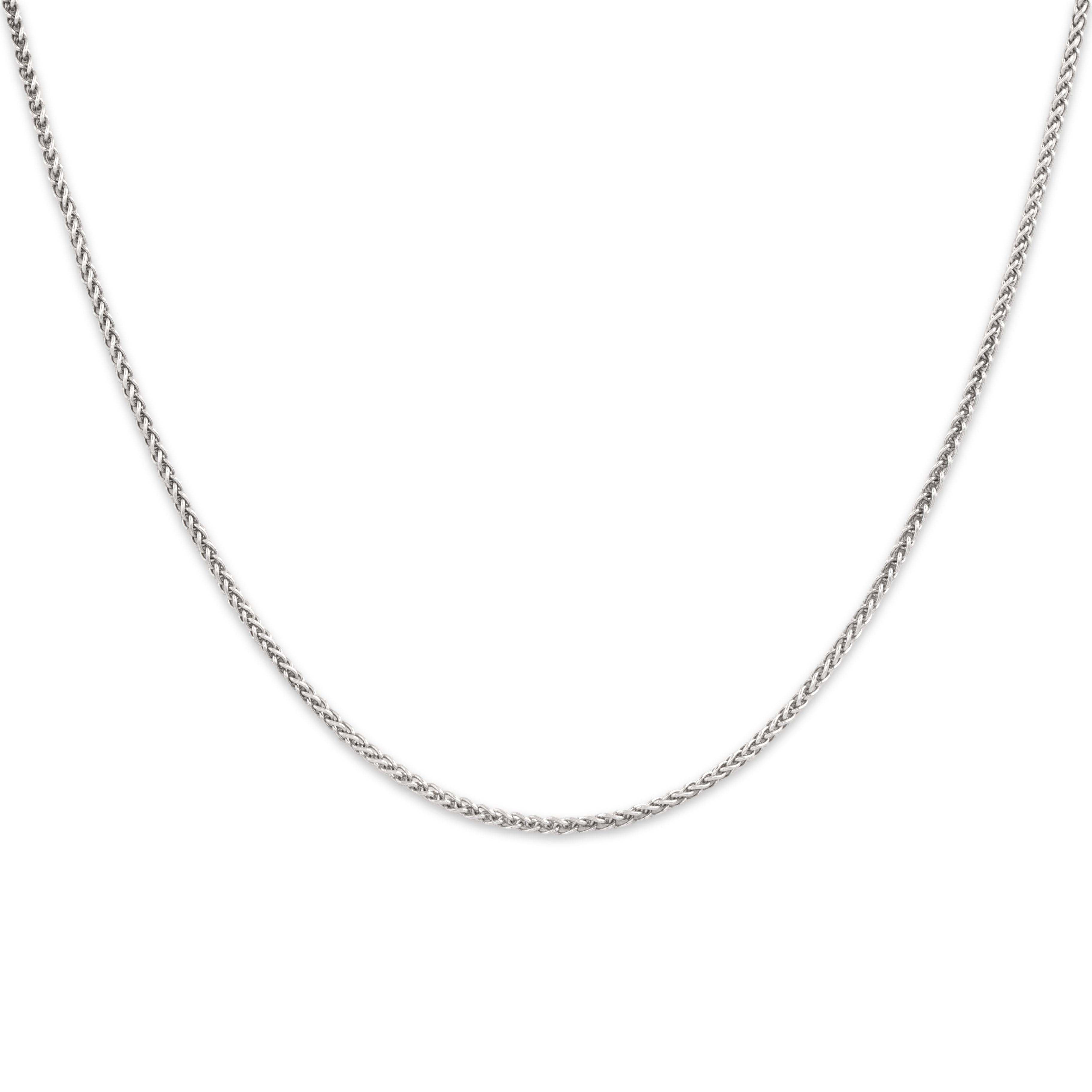 Vintage Italian Platinum 1mm Sleek Wheat Chain - Close-up view