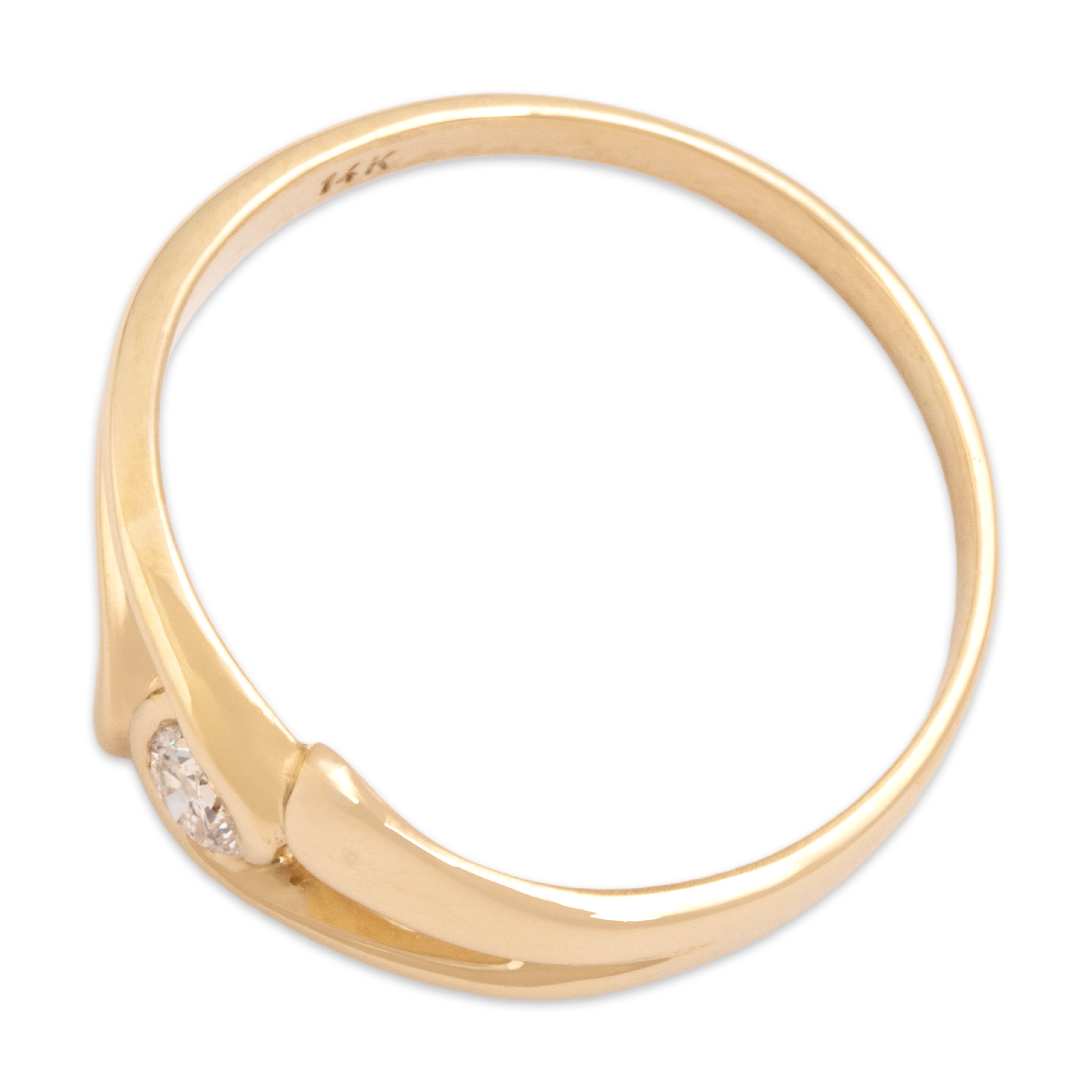 Vintage 14k Yellow Gold Diamond Lovely Crossover Ring - Overall view