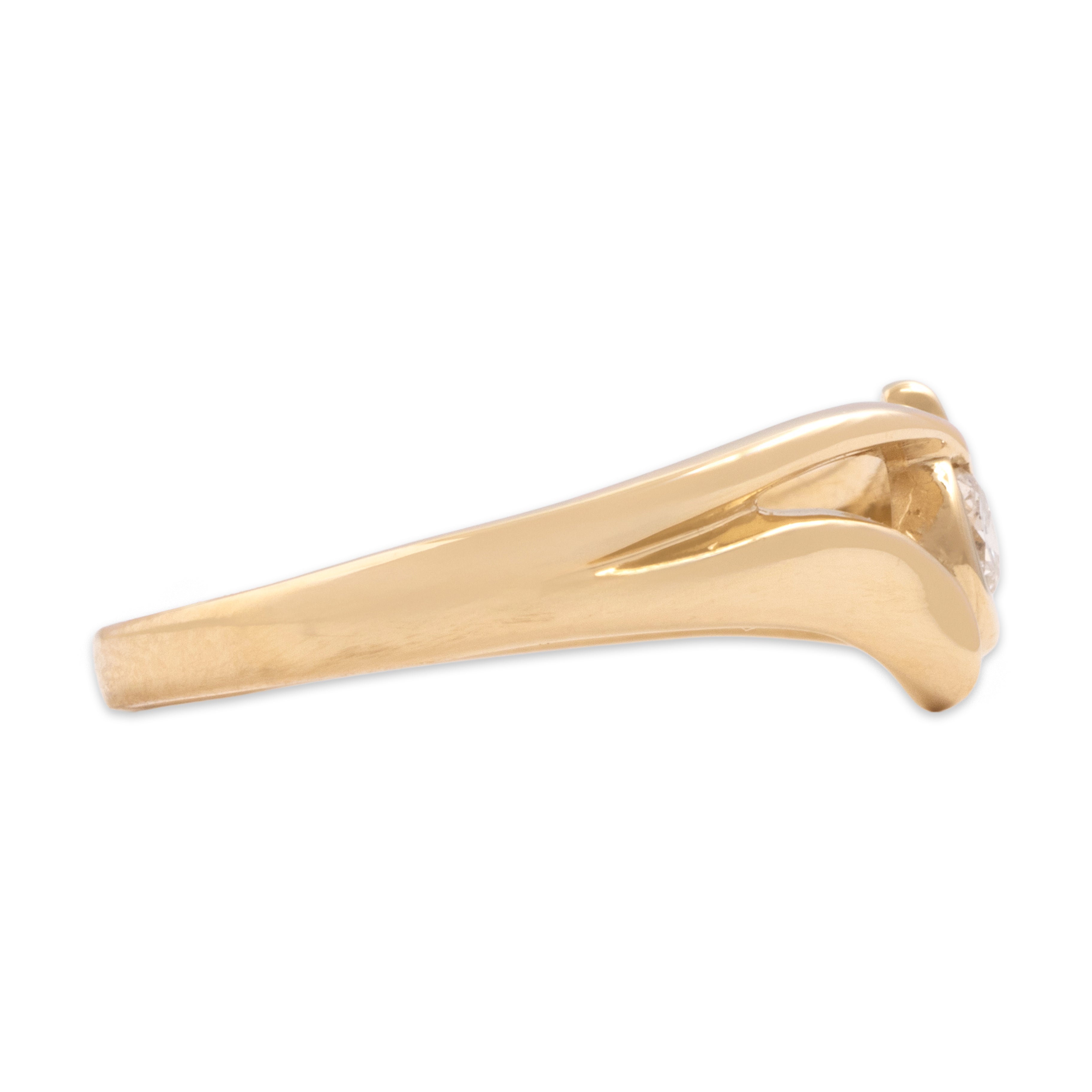 Vintage 14k Yellow Gold Diamond Lovely Crossover Ring - Side view