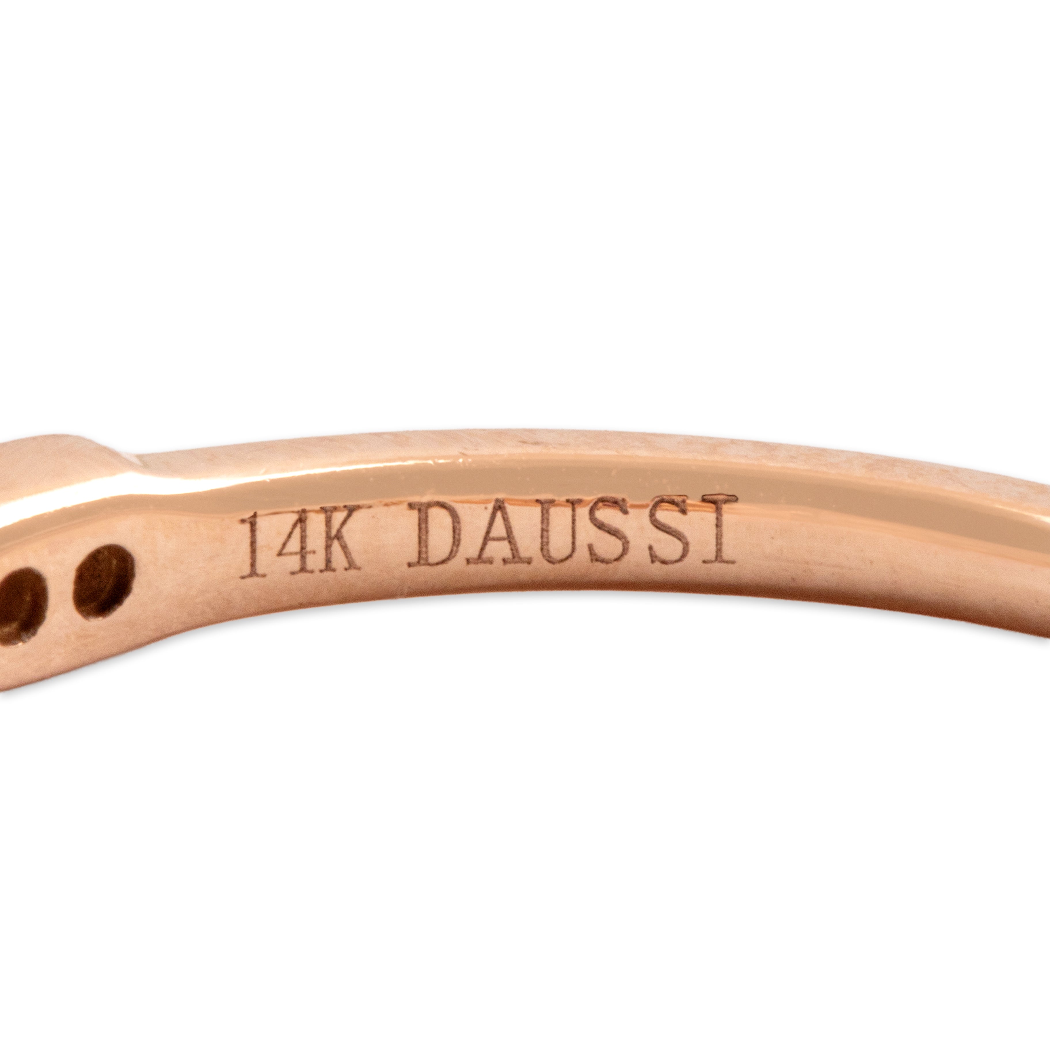 Estate 14k Rose Gold Pink Sapphire Diamond Feminine Milgrain Detail Band Ring - Hallmark view