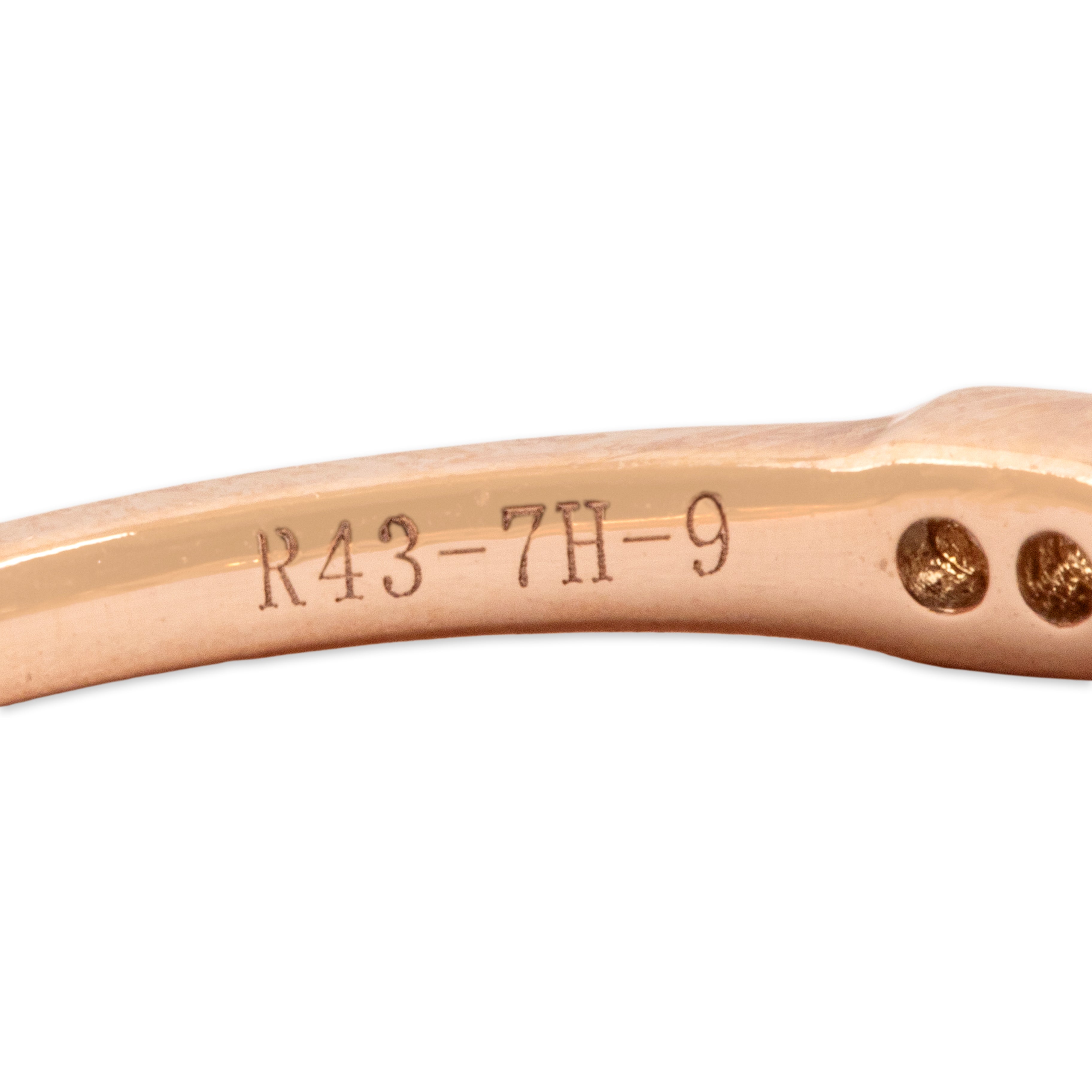Estate 14k Rose Gold Pink Sapphire Diamond Feminine Milgrain Detail Band Ring - Hallmark view