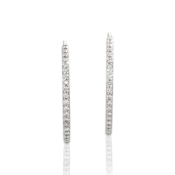 Estate 14k White Gold 1.11cttw Diamond Fabulous Inside-Out Hoop Earrings