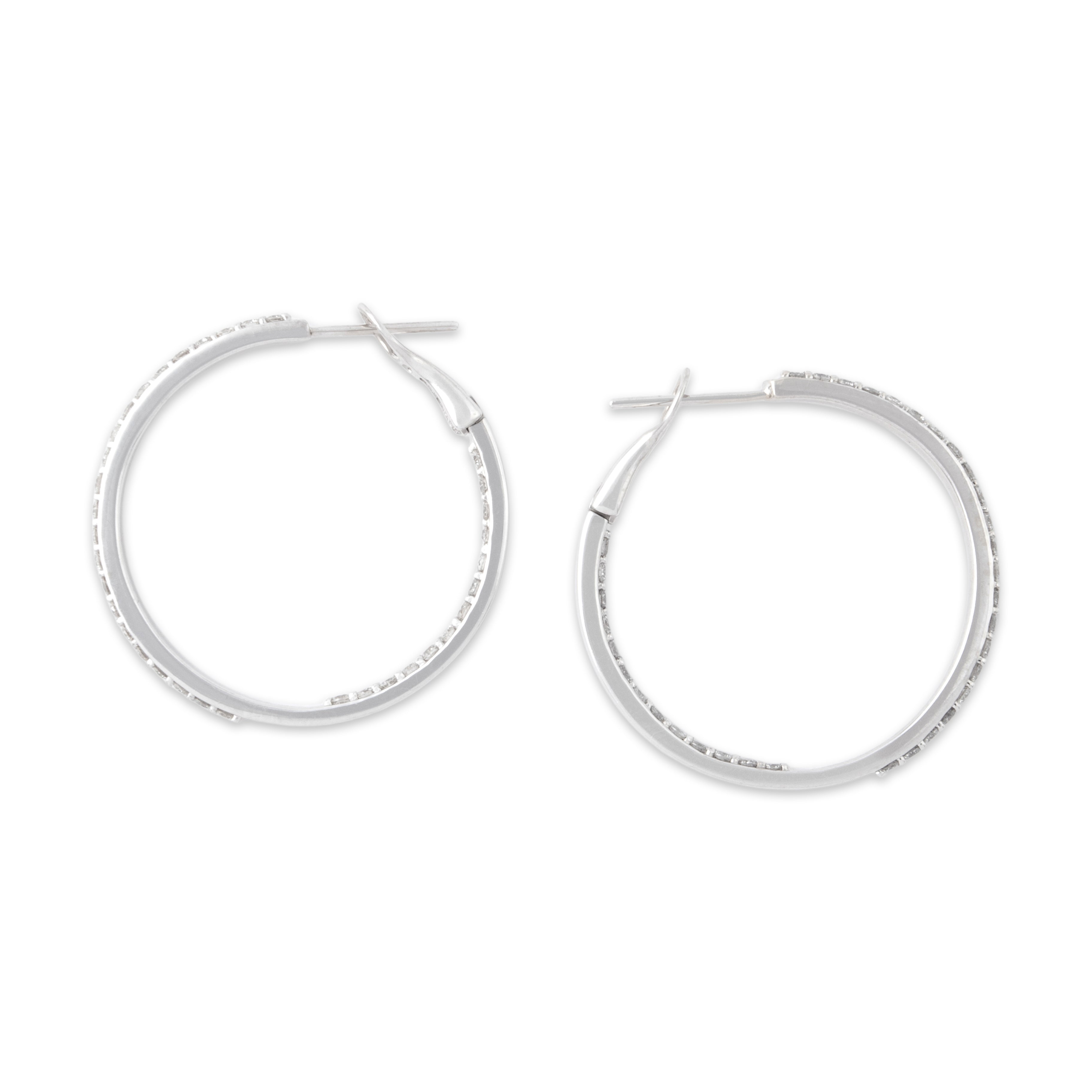 Estate 14k White Gold 1.11cttw Diamond Fabulous Inside-Out Hoop Earrings